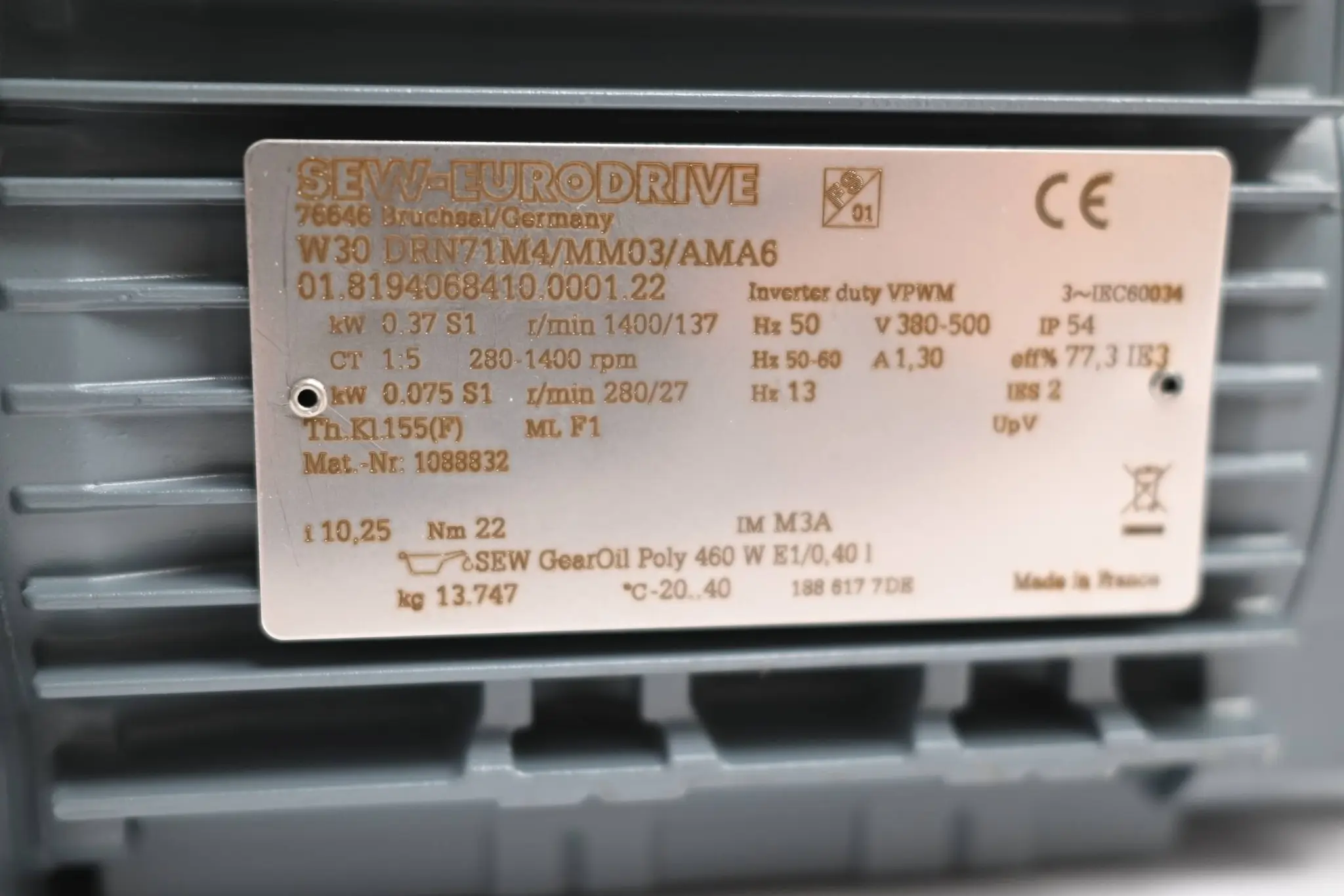 Produktfoto 1 von SEW-Eurodrive Getriebemotor W30 DRN71M4/MM03/AMA6 ( W30DRN71M4/MM03/AMA6 )