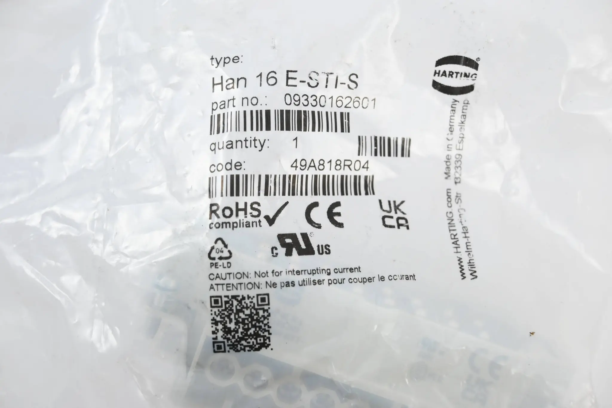 Produktfoto 1 von Harting Monoblockeinsatz Han 16 E-STI-S ( 09330162601 )