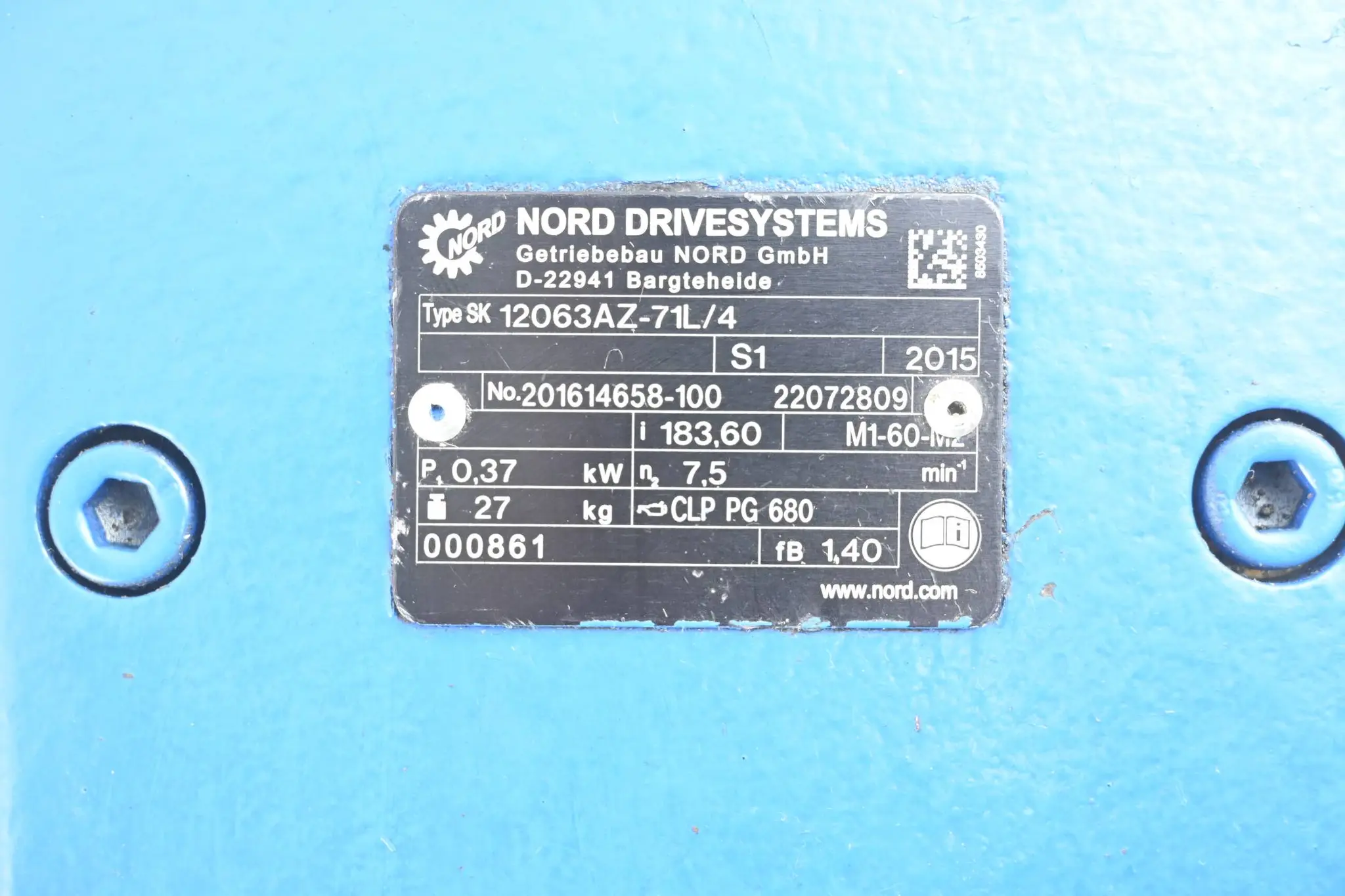 Produktfoto 1 von Nord 3~ Motor SK71L/4-32711500 inkl. Nord Getriebe 12063AZ-71L/4
