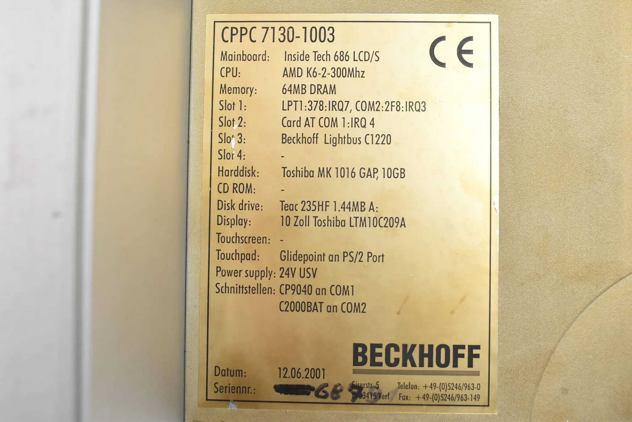 Produktfoto 1 von Beckhoff Bedienpult CPPC7130-1003
