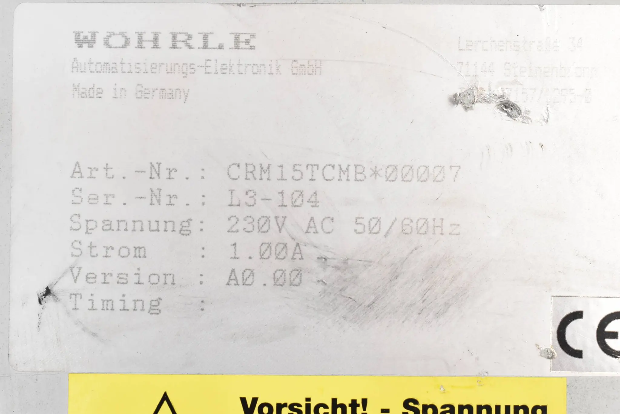 Produktfoto 1 von Wöhrle Industrie PC CRM15TCMB ( CRM15TCMB*00007 )