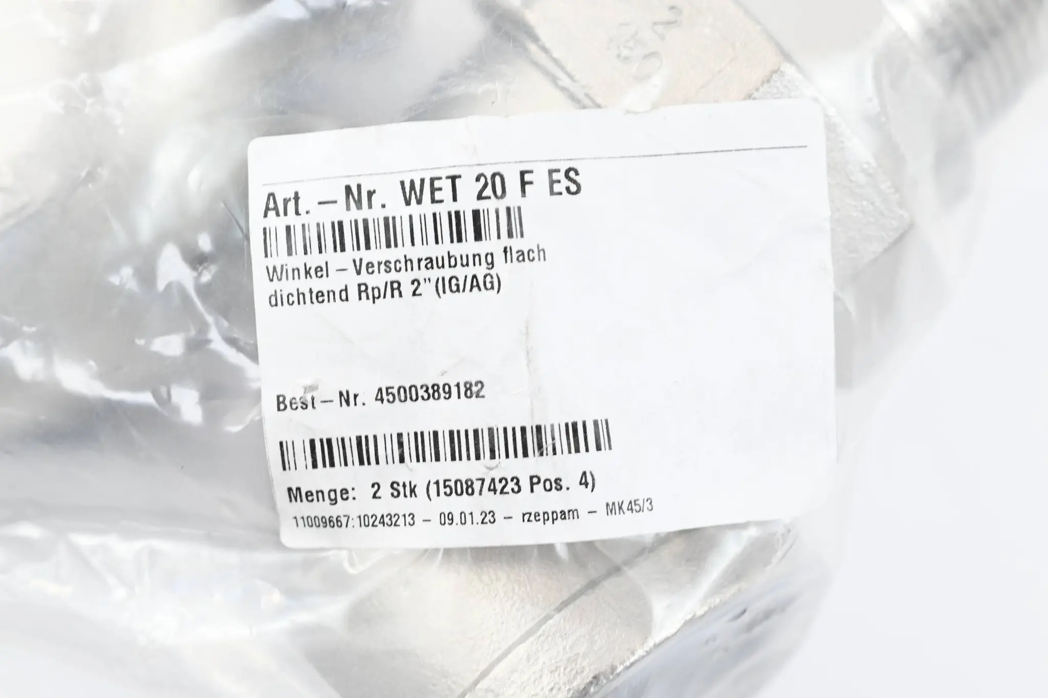 Produktfoto 1 von Winkel - Verschraubung flach WET 20 F ES dichtend  ( 4500389182 / 15087423 )