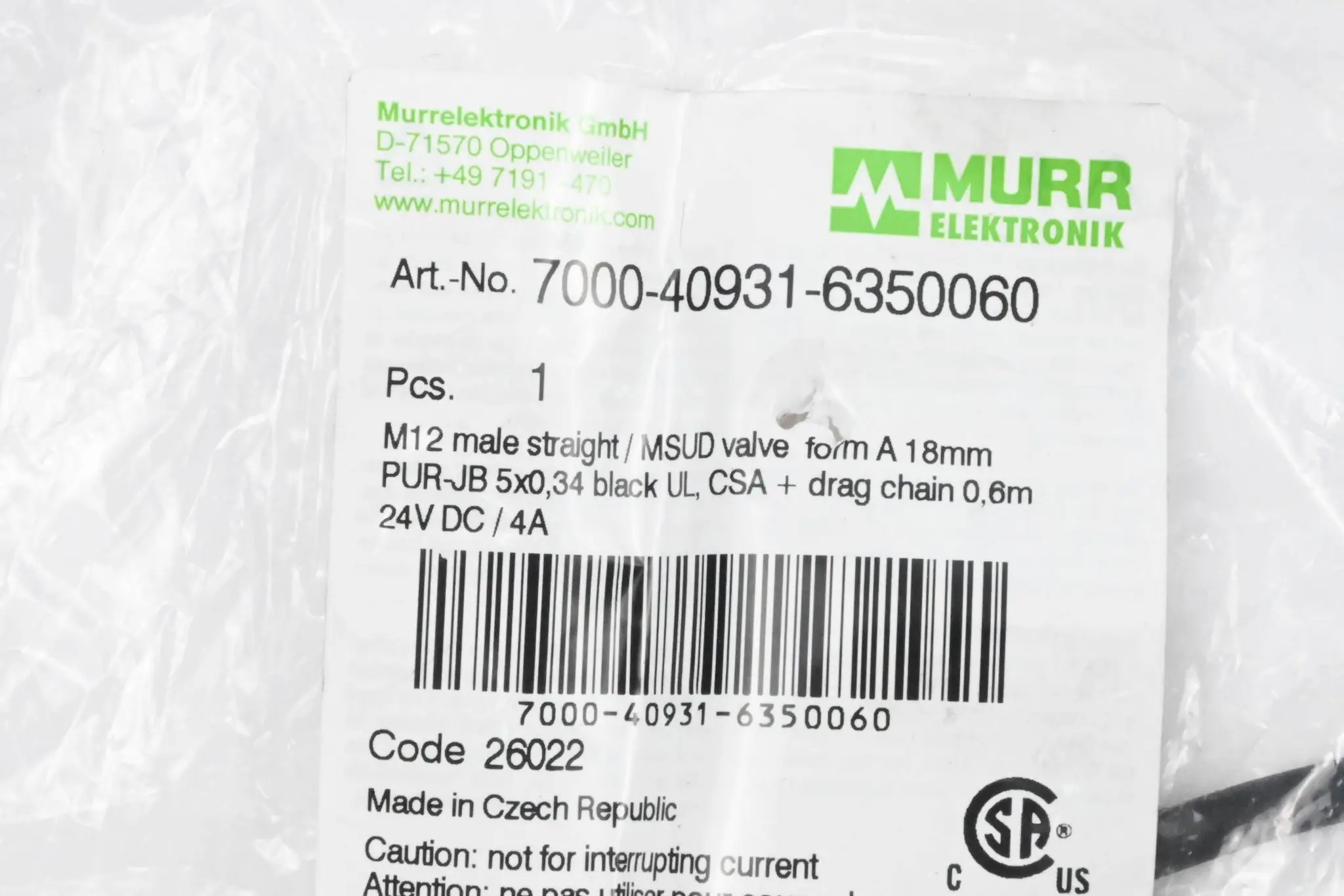 Produktfoto 1 von Murr Elektronik Steckverbinder 7000-40931-6350060 0,6m