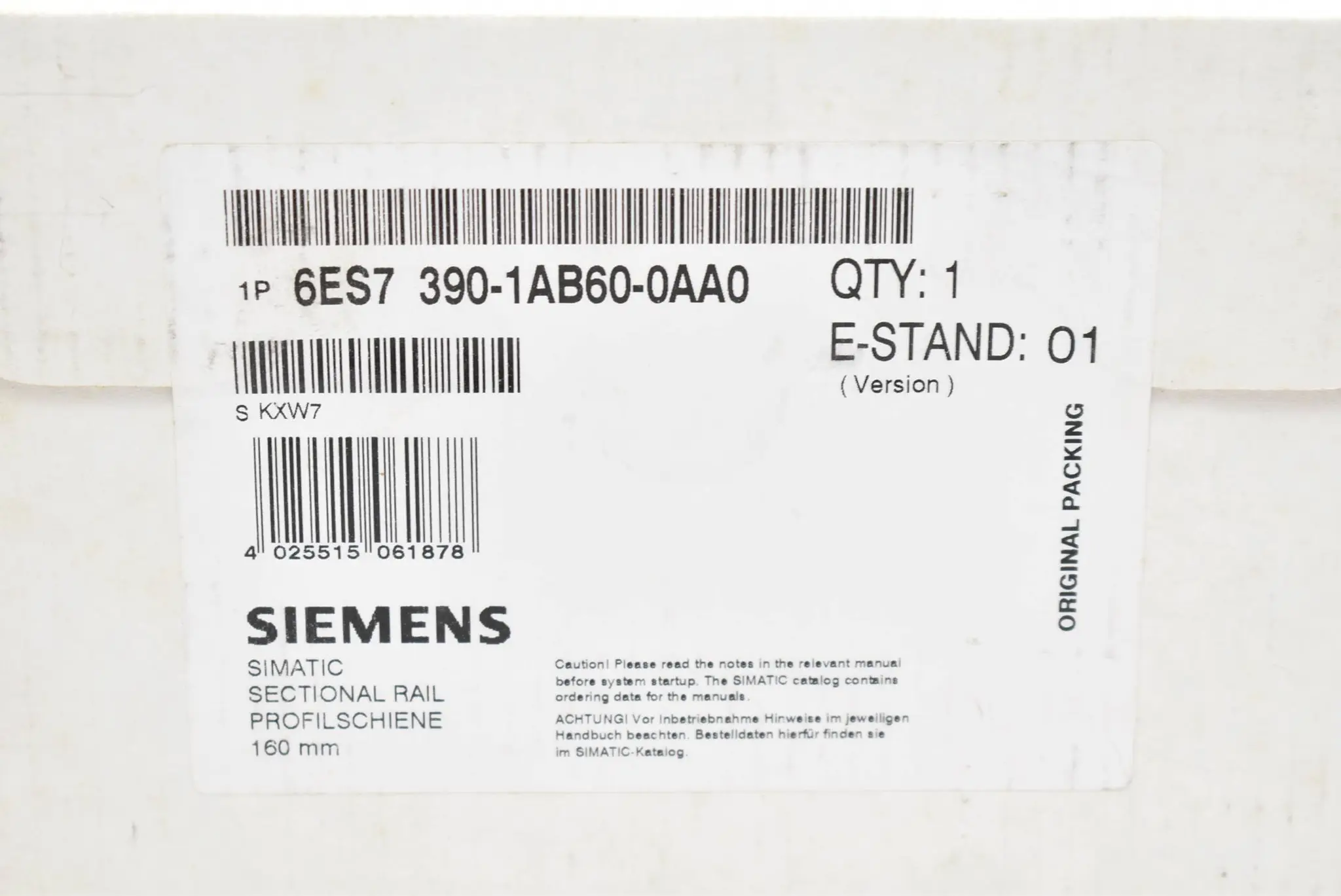 Produktfoto 1 von Siemens simatic Profilschiene 6ES7 390-1AB60-0AA0 ( 6ES7390-1AB60-0AA0 ) E.1