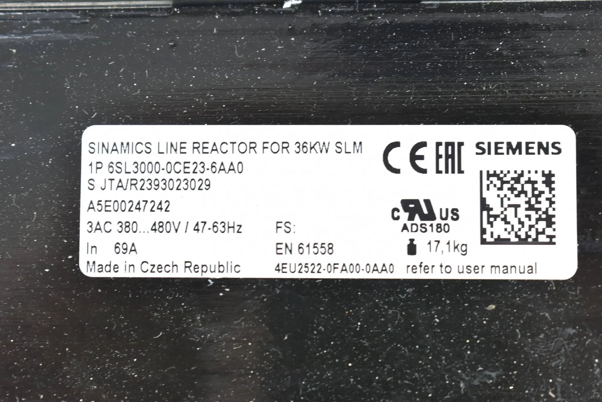 Produktfoto 1 von Siemens Sinamics Netzdrossel f. 36 kW 6SL3000-0CE23-6AA0 ( 6SL3 000-0CE23-6AA0 )