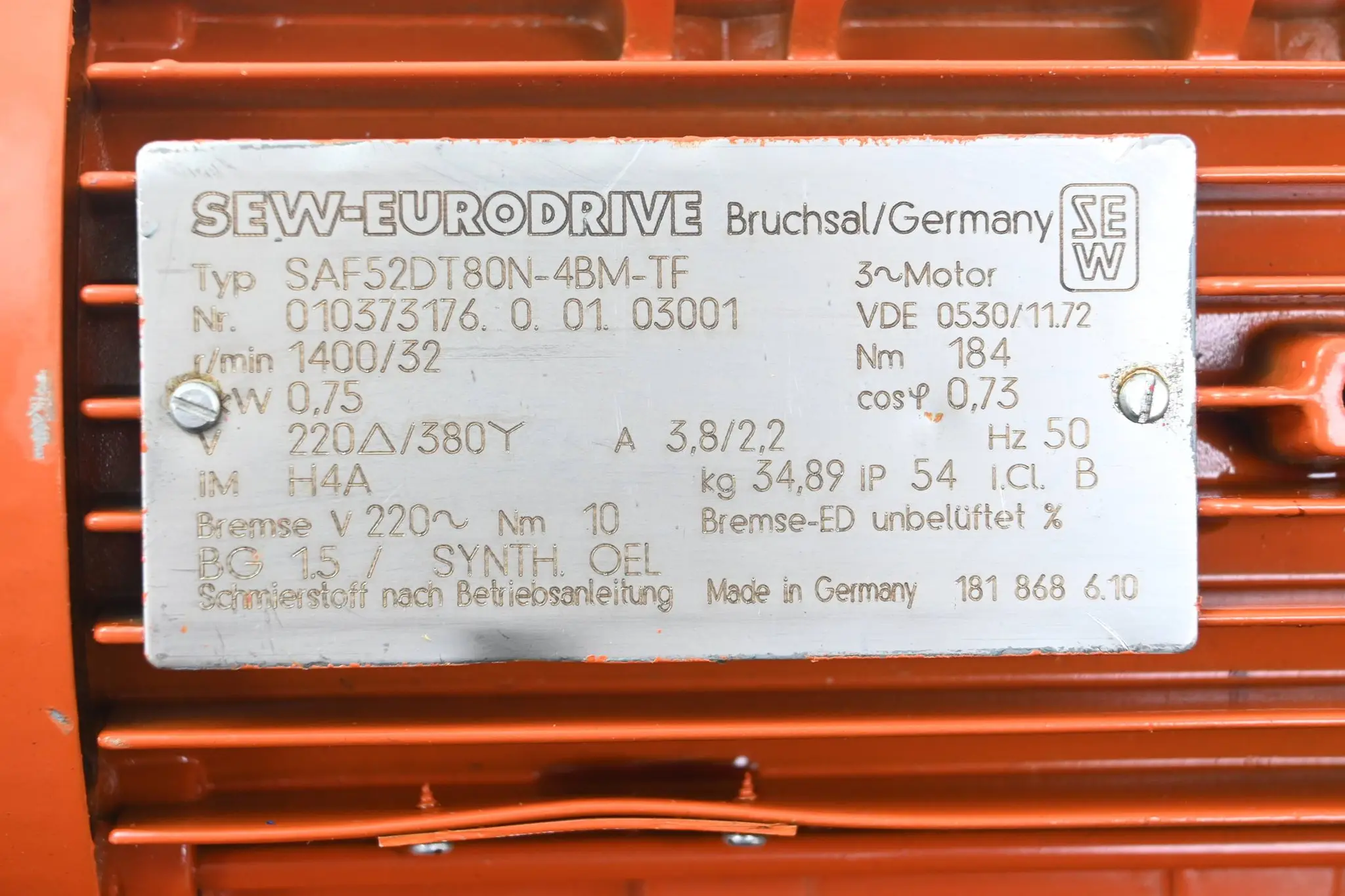 Produktfoto 1 von SEW Eurodrive Getriebemotor SAF52DT80N-4BM-TF ( SAF52 DT80N-4BM-TF )