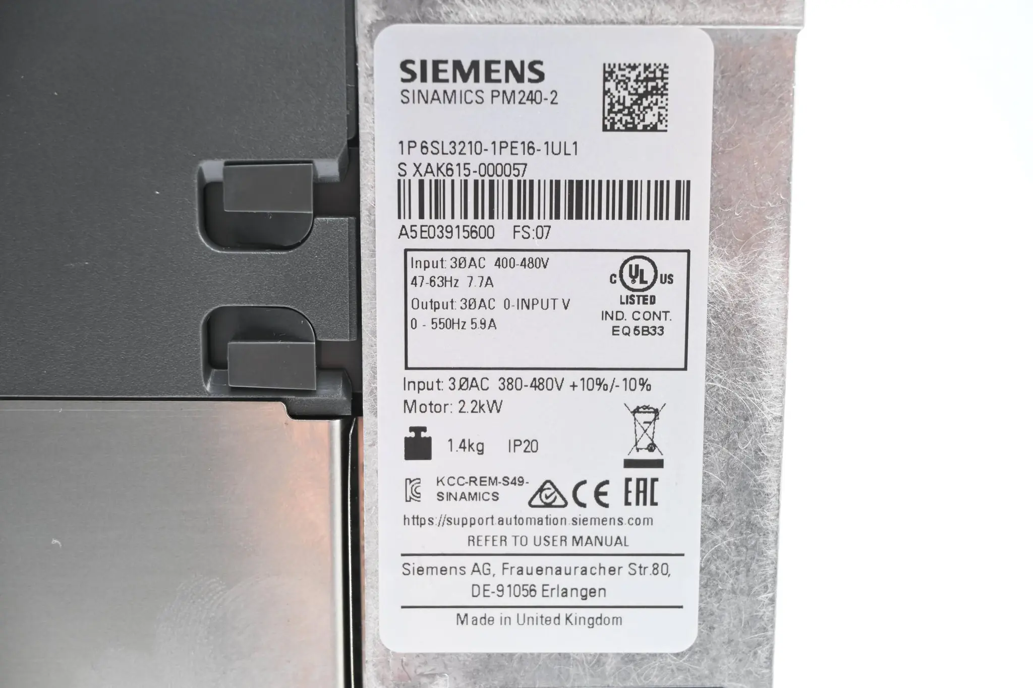 Produktfoto 1 von Siemens Sinamics Power Modul PM240-2 6SL3210-1PE16-1UL1 ( 6SL3 210-1PE16-1UL1 )
