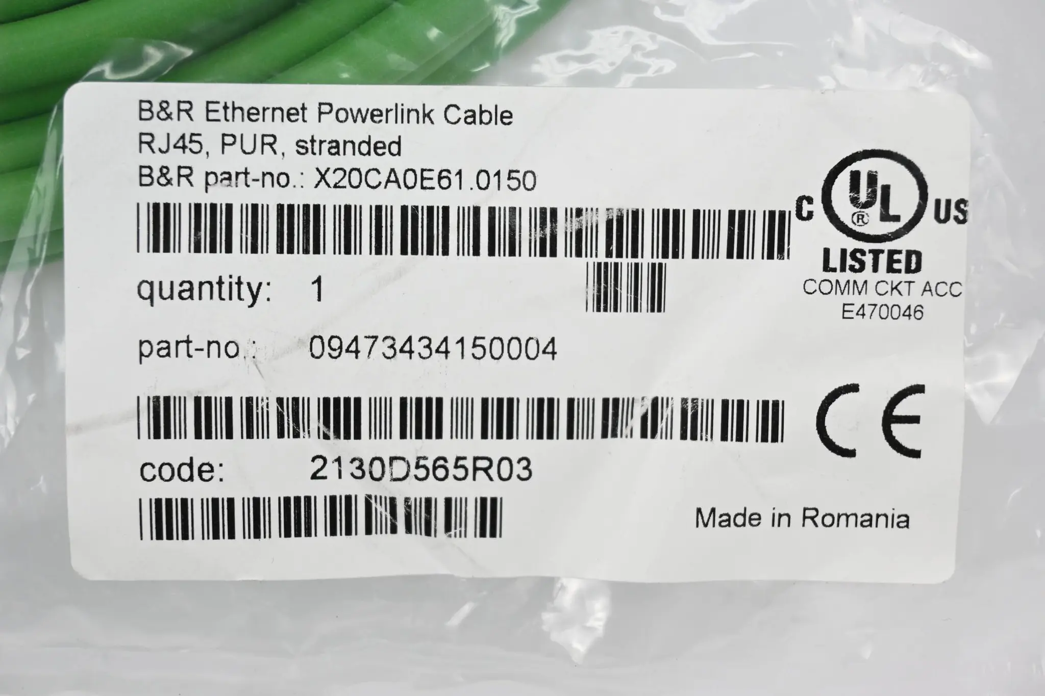 Produktfoto 1 von B&R Automation Ethernet Powerlink Cable X20CA0E61.0150 ( 09473434150004 )