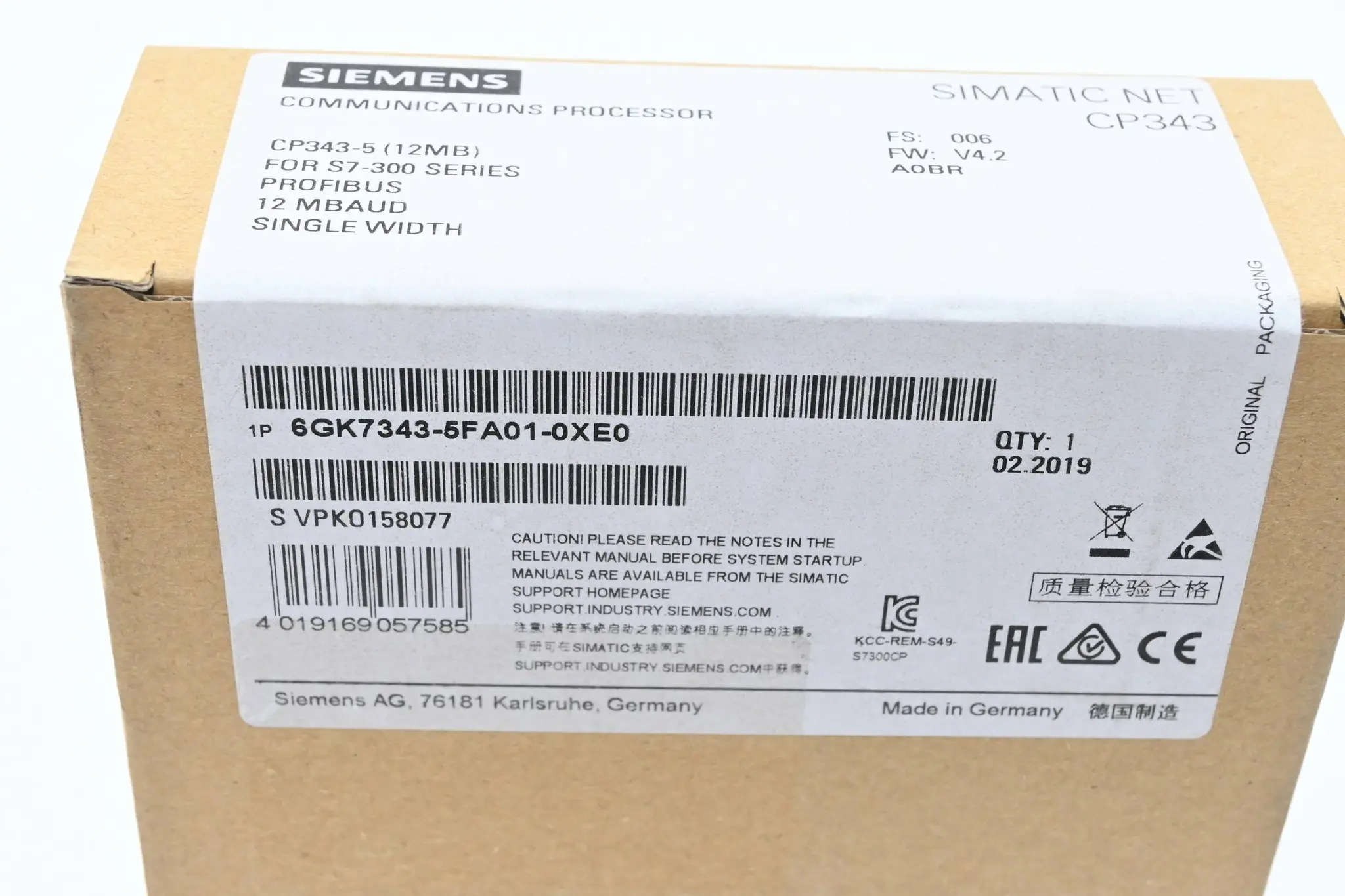 Produktfoto 1 von Siemens Simatic NET CP 343-5 6GK7343-5FA01-0XE0 ( 6GK7 343-5FA01-0XE0 ) E.006