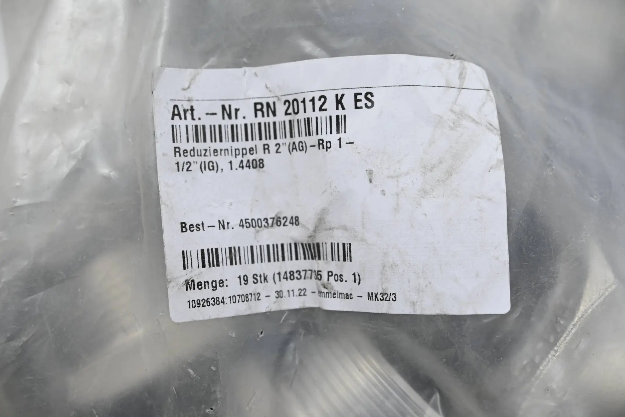 Produktfoto 1 von 19 Stück Reduziernippel R2"(AG)-Rp 1-1/2"(IG) RN 20112 K ES ( RN20112KES )