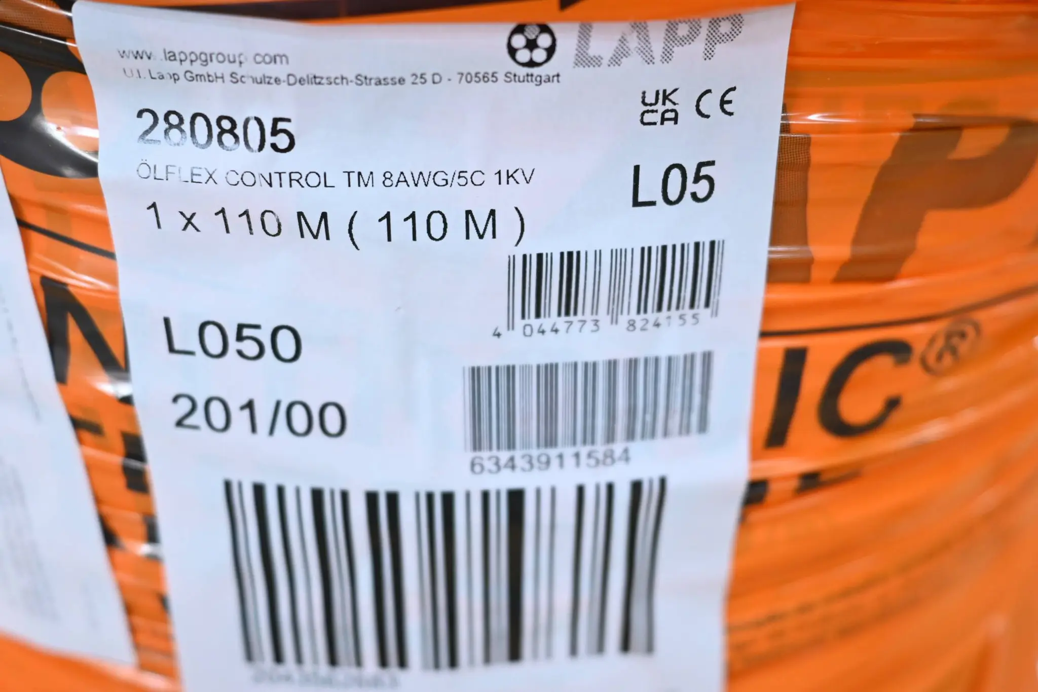 Produktfoto 1 von Lapp Kabel Ölflex Control TM 8AWG/5C 1KV ( 280805 ) 110m