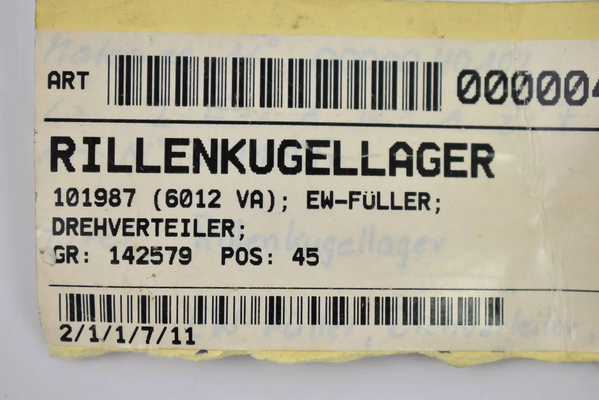 SFK Rillenkugellager Drehverteiler EW-Füller 101987