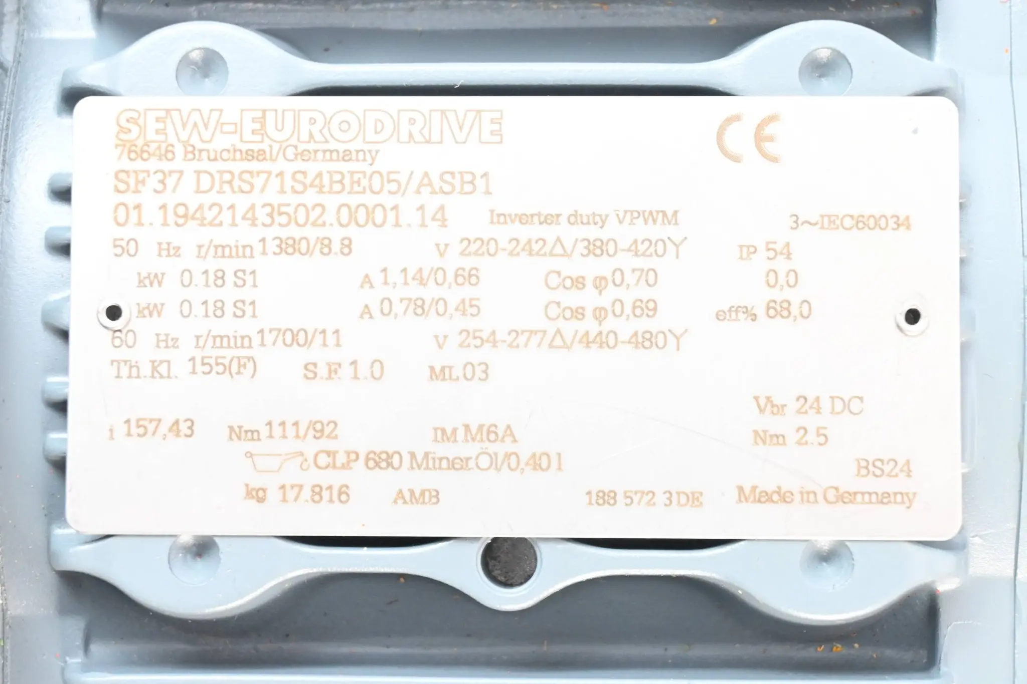 Produktfoto 1 von SEW-Eurodrive 3~ Getriebemotor SF37 DRS71S4BE05/ASB1 ( SF37 DRS71S4BE05/ASB1 )