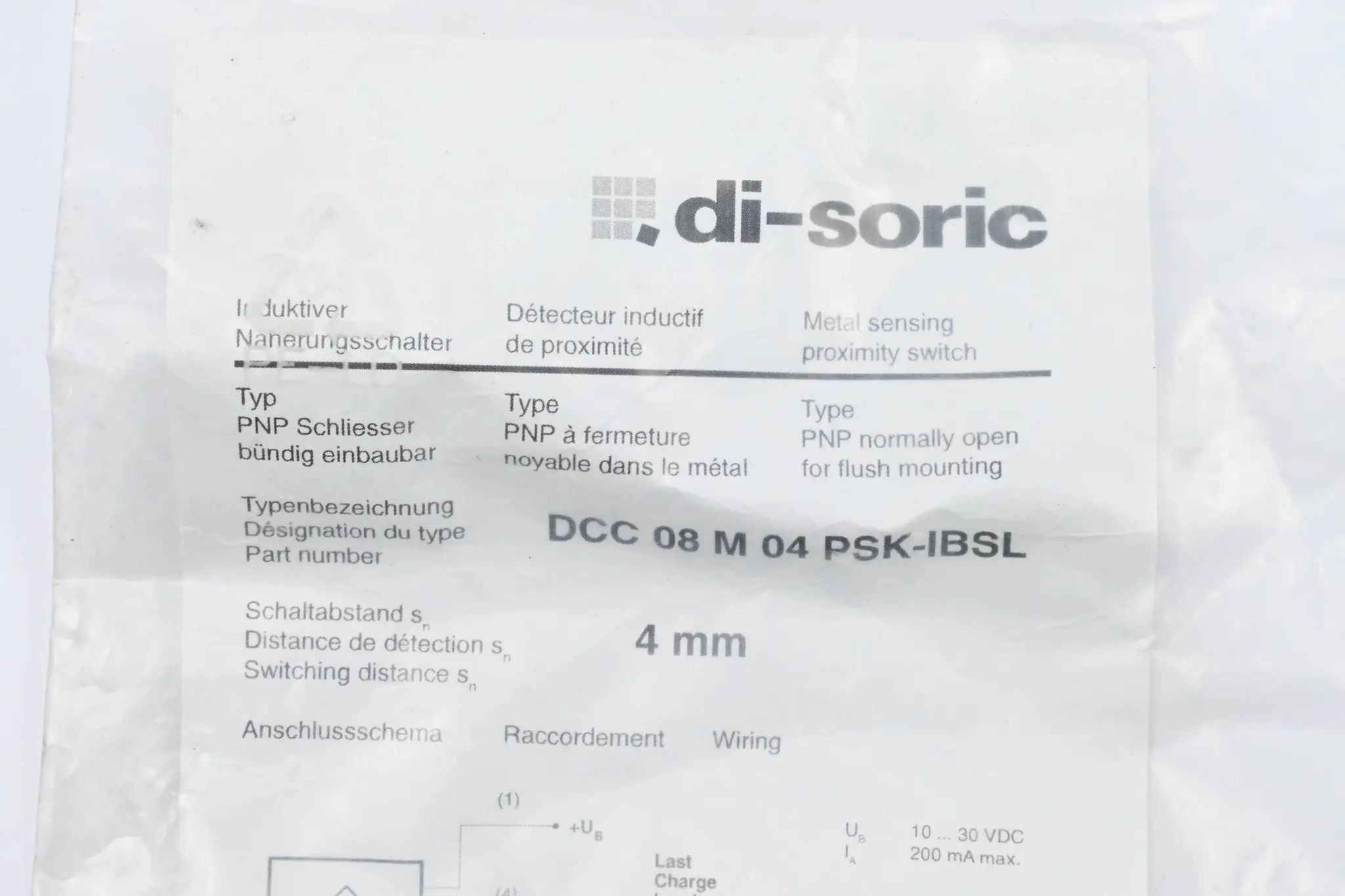 Produktfoto 1 von Di-soric Induktiver Näherungssensor DCC 08 M 04 PSK-IBSL ( 202462 )