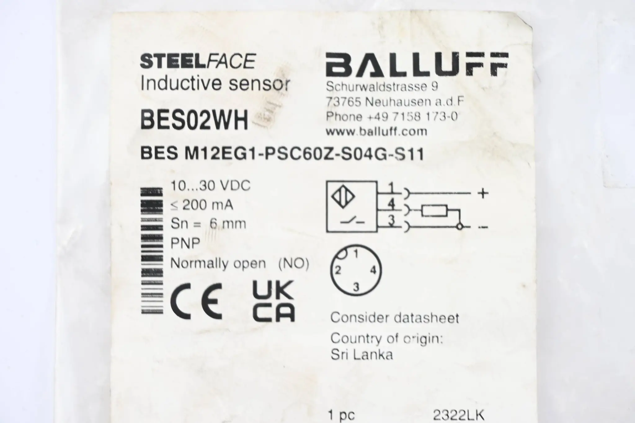 Produktfoto 1 von Balluff Induktiver Sensor BES M12EG1-PSC60Z-S04G-S11 ( BES02WH )