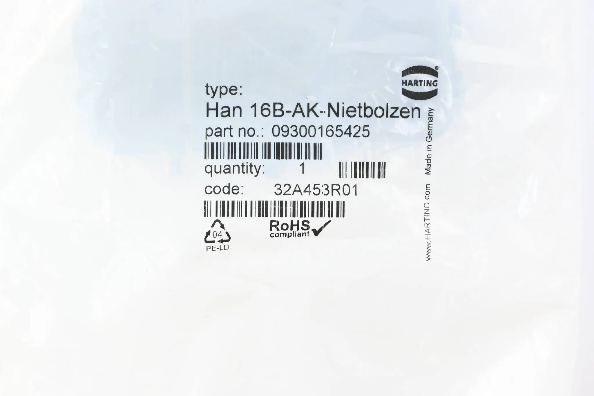 Produktfoto 1 von Harting Schutzkappe Han 16B-AK-Nietbolzen ( 09300165425 )