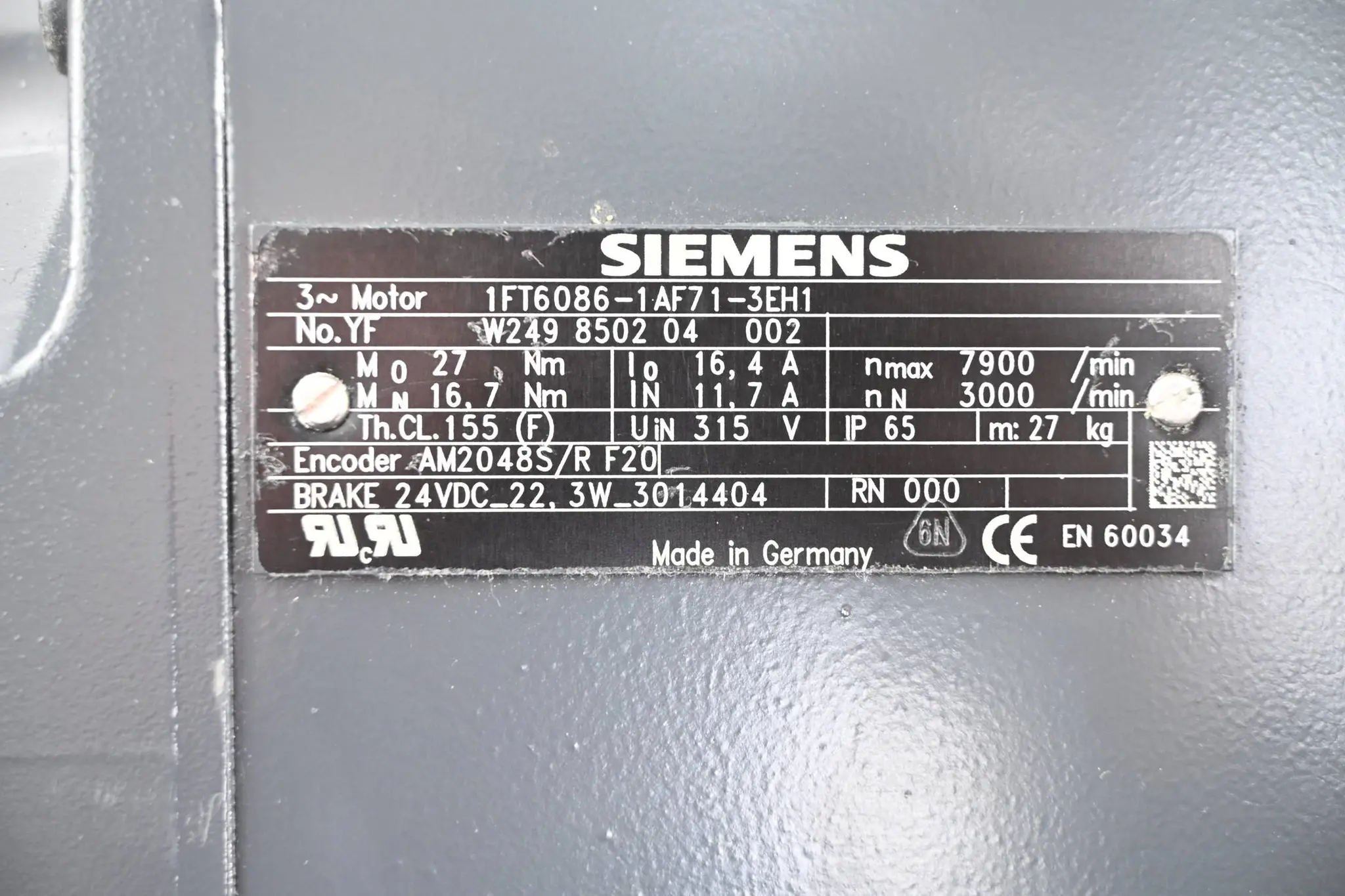 Produktfoto 1 von Siemens Simotics S Synchronservomotor 1FT6086-1AF71-3EH1 ( 1FT6 086-1AF71-3EH1 )