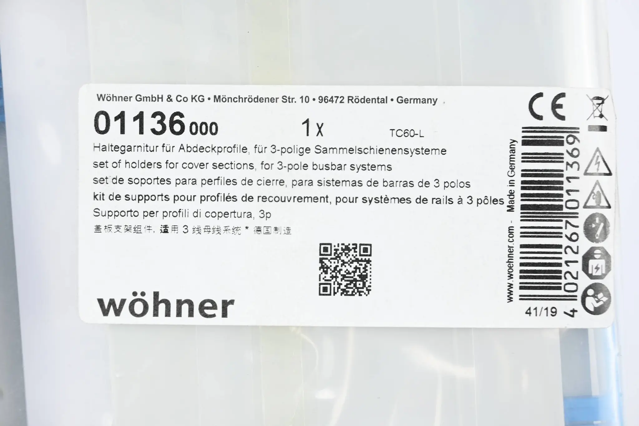 Produktfoto 1 von Wöhner Haltegarnitur für Abdeckprofile 01136 ( 01136000 )