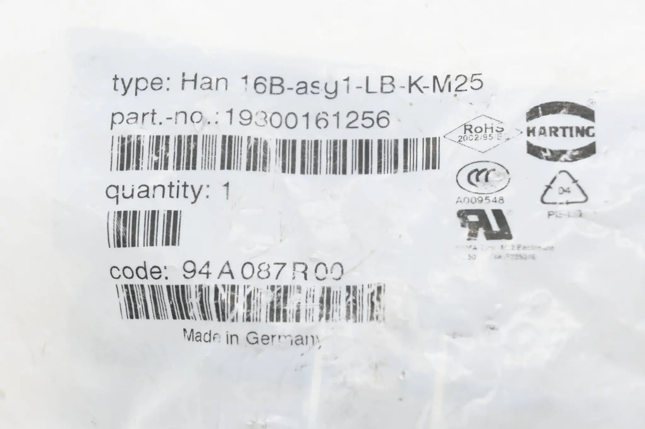 Produktfoto 1 von Harting Sockelgehäuse Han 16B-asg1-LB-K-M25 ( 19300161256 )