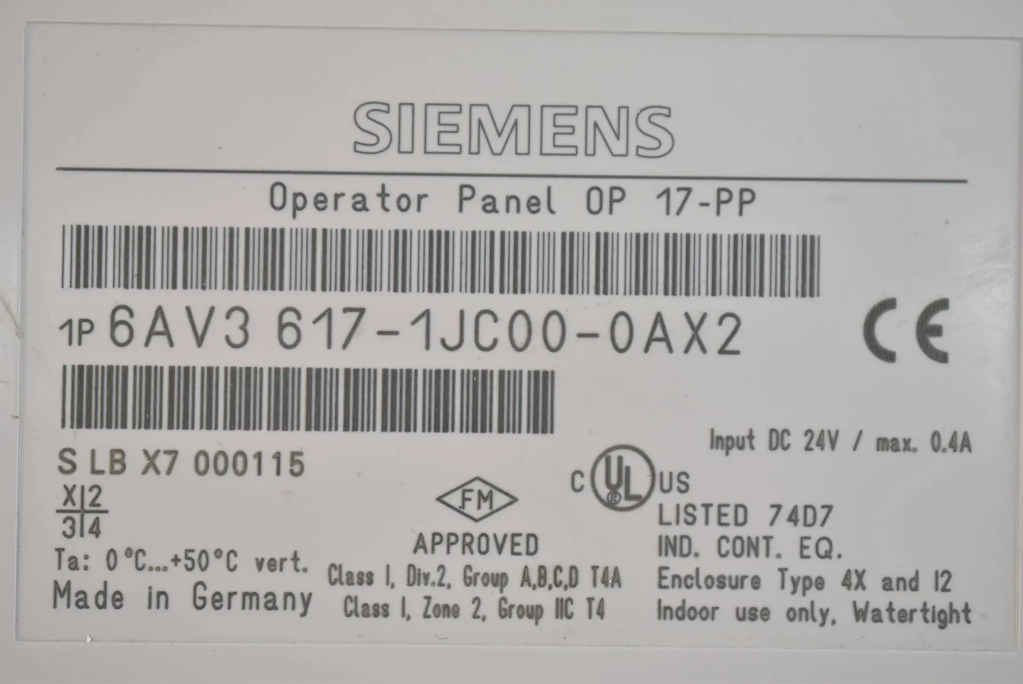 Produktfoto 1 von Siemens Backcover OP17-PP 6AV3 617-1JC00-0AX2 ( 6AV3617-1JC00-0AX2 ) Zustand D