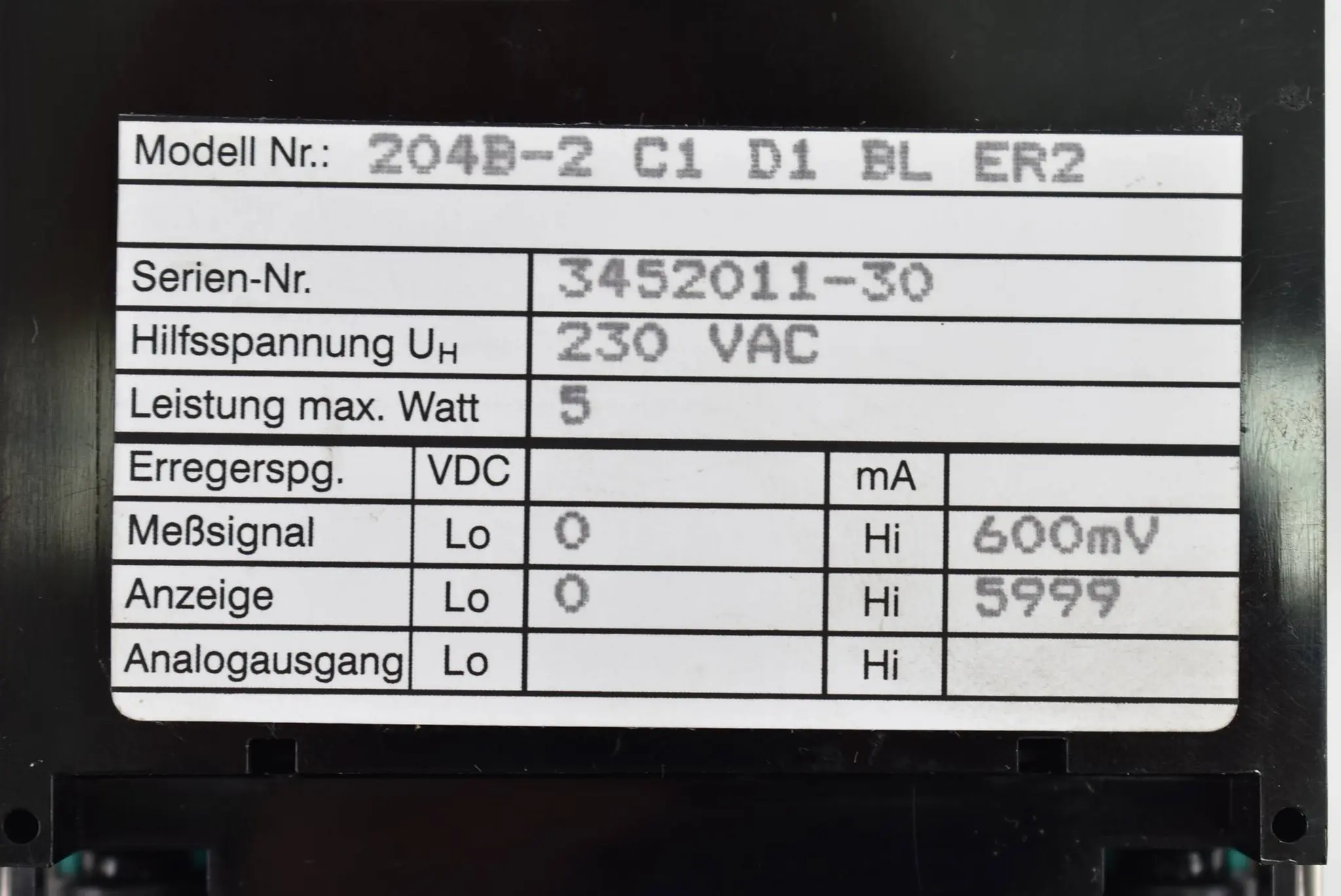 Produktfoto 1 von Newport digitales Messgerät 230VAC 5W 204B-2 C1 D1 BL ER2