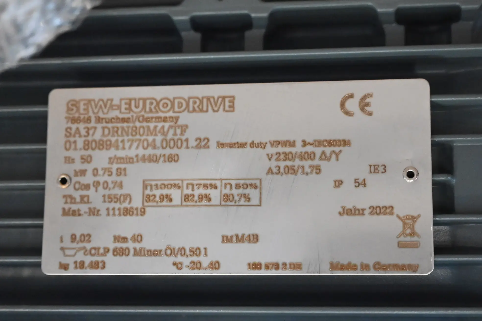 Produktfoto 1 von SEW-Eurodrive Getriebemotor SA37 DRN80M4/TF ( SA37DRN80M4/TF )