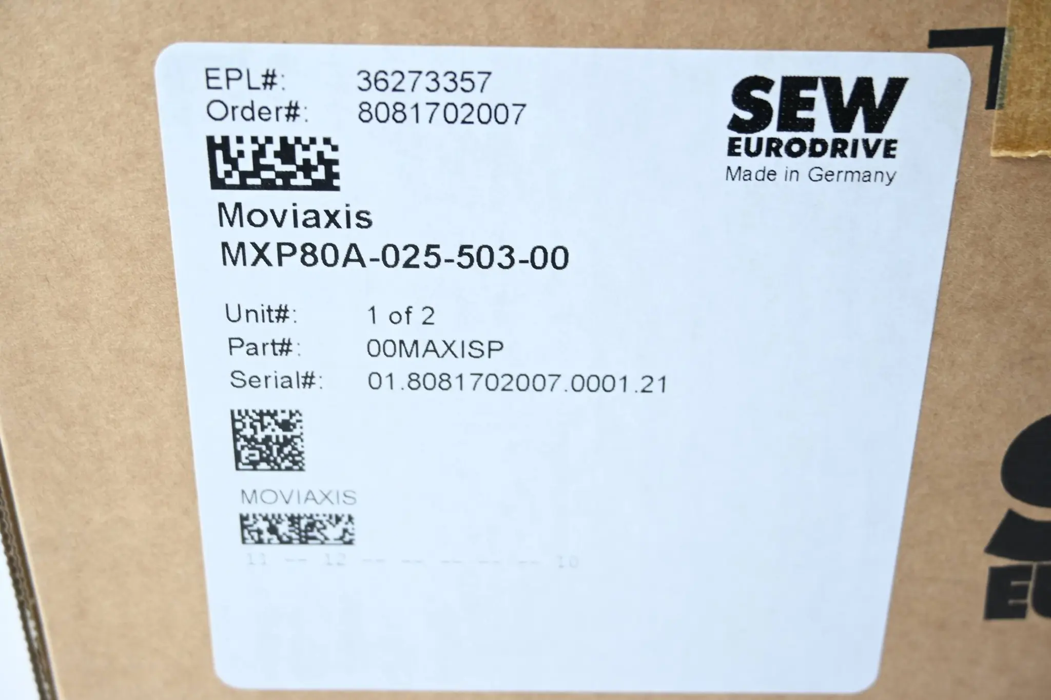 Produktfoto 1 von SEW-Eurodrive Moviaxis Versorgungsmodul MXP80A-025-503-00