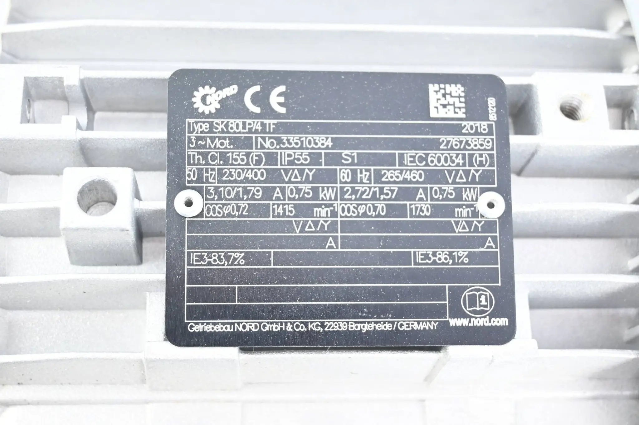 Produktfoto 1 von Nord 3~ Motor SK80LP/4 TF inkl. Nord Getriebe SK93172.1V-80LP/4 TF