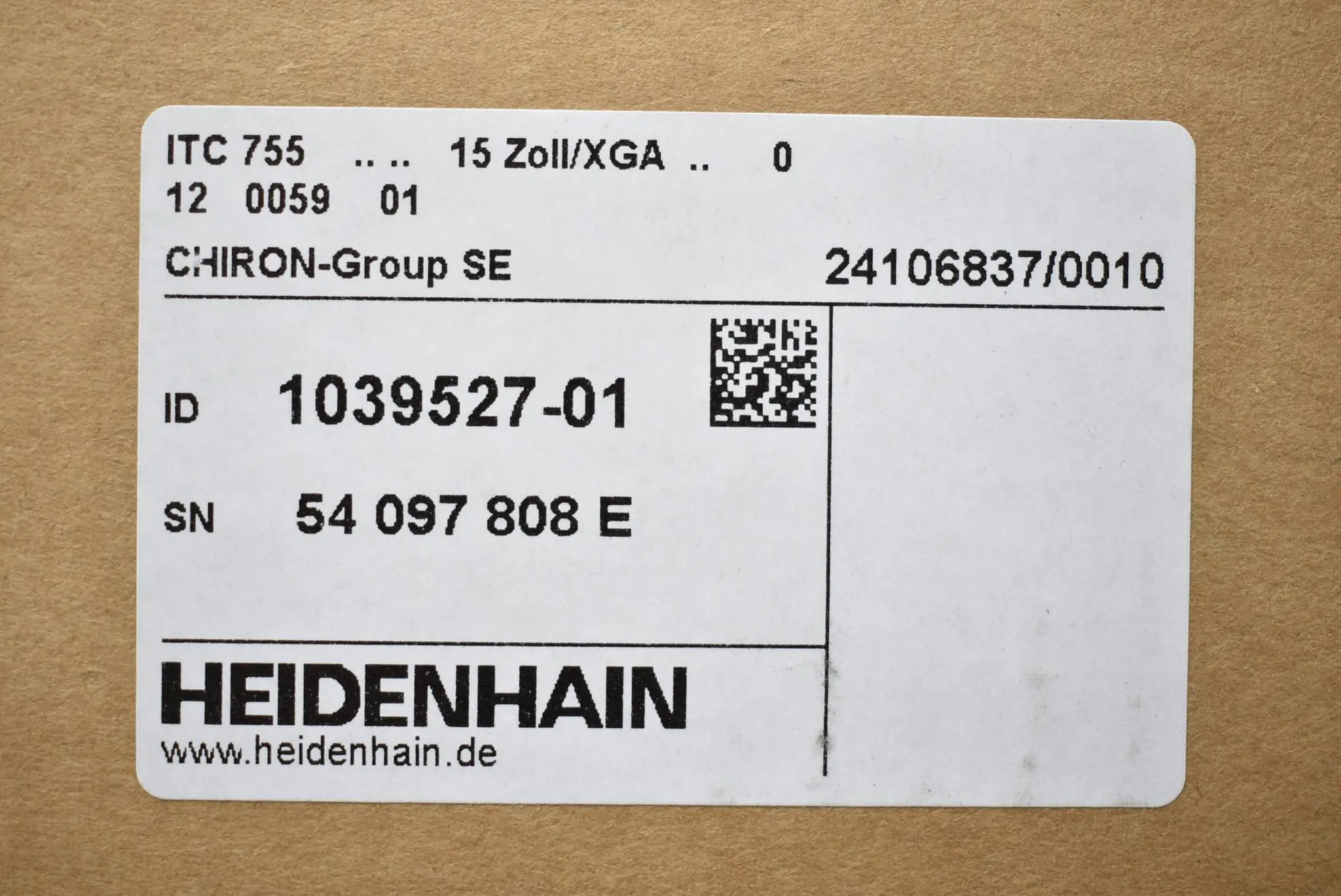 Produktfoto 1 von Heidenhain Touch-Bildschirmeinheit ITC 755 15Zoll/XGA ( 1039527-01 )