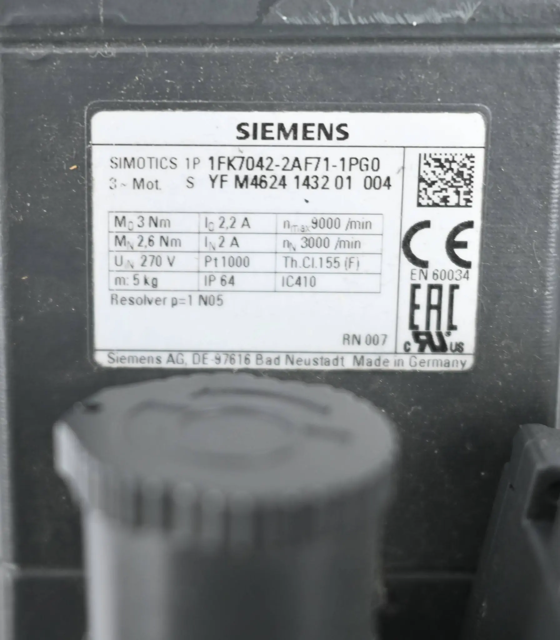 Produktfoto 1 von Siemens Simotics Synchronservomotor 1FK7042-2AF71-1PG0 ( 1FK7 042-2AF71-1PG0 )