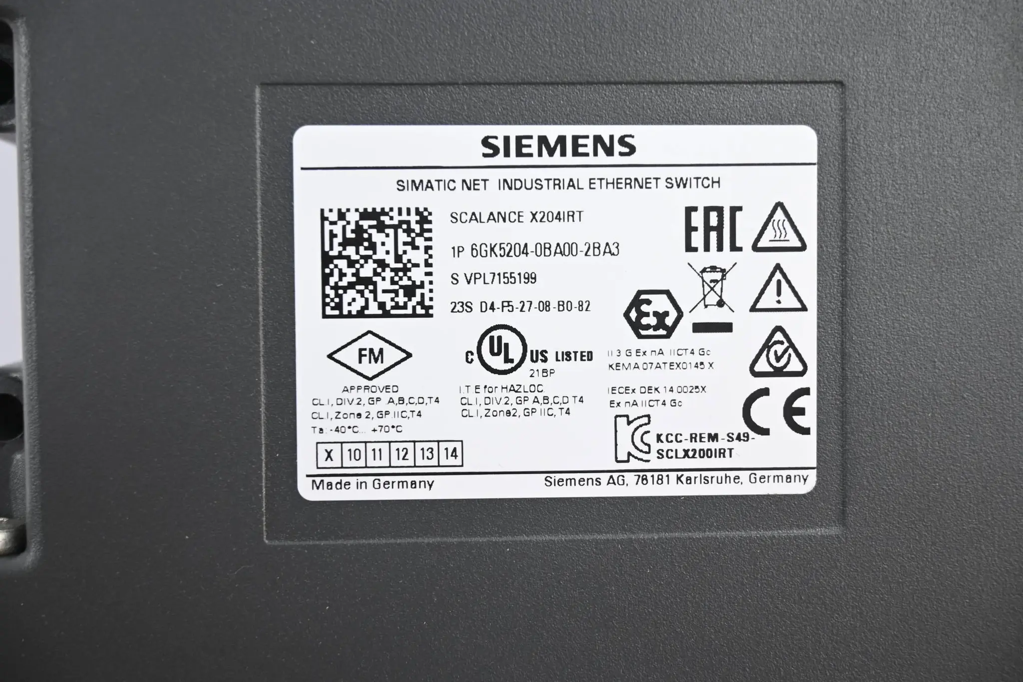 Produktfoto 1 von Siemens Scalance X204IRT Switch 6GK5204-0BA00-2BA3 ( 6GK5 204-0BA00-2BA3 ) E.09