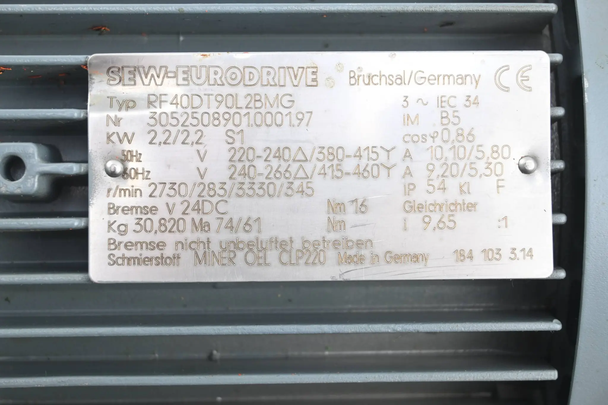 Produktfoto 1 von SEW Eurodrive Getriebemotor RF40DT90L2BMG ( RF40 DT90L2BMG )