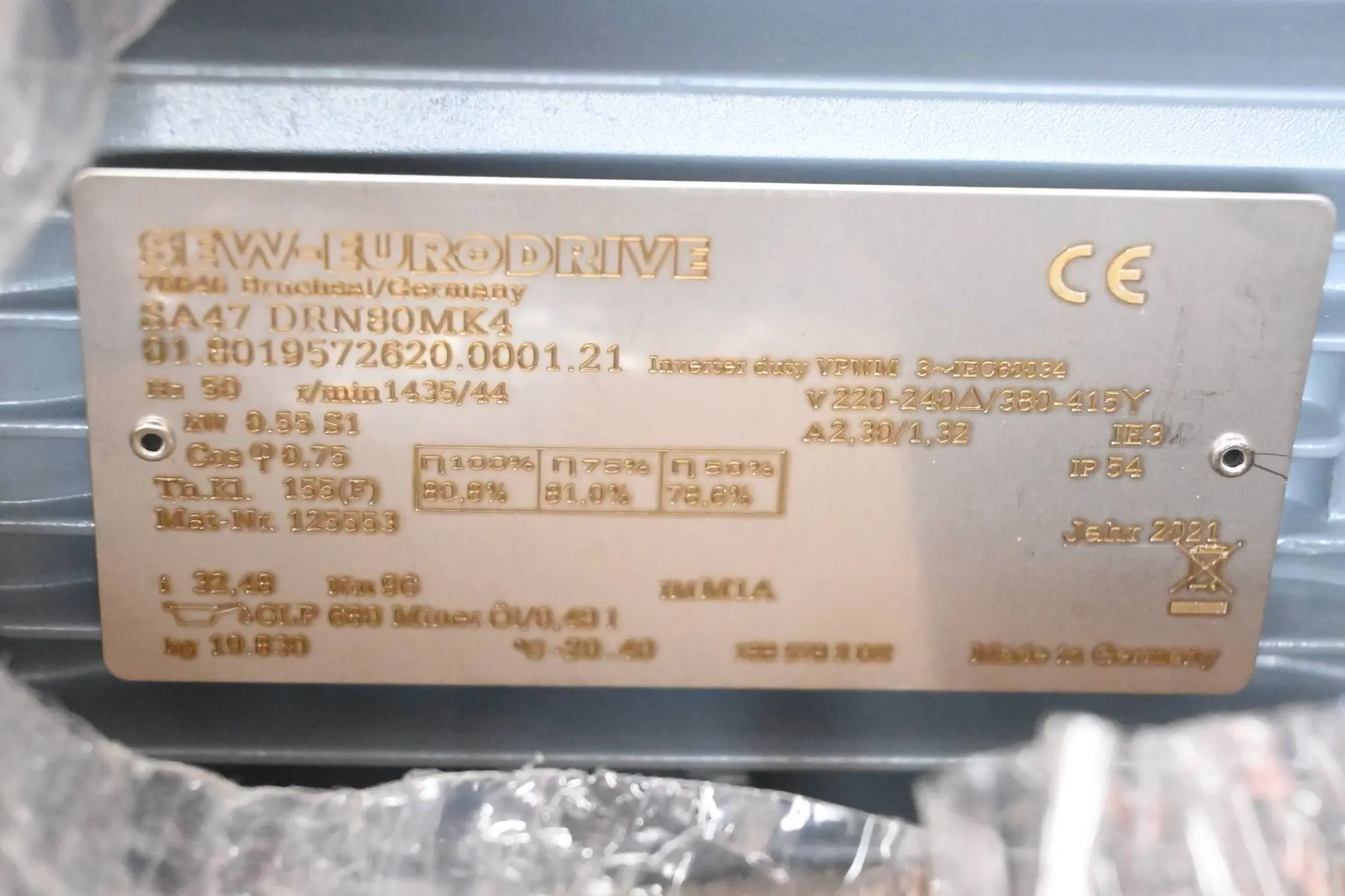 Produktfoto 1 von SEW Eurodrive Getriebemotor SA47 DRN80MK4 ( SA47DRN80MK4 )