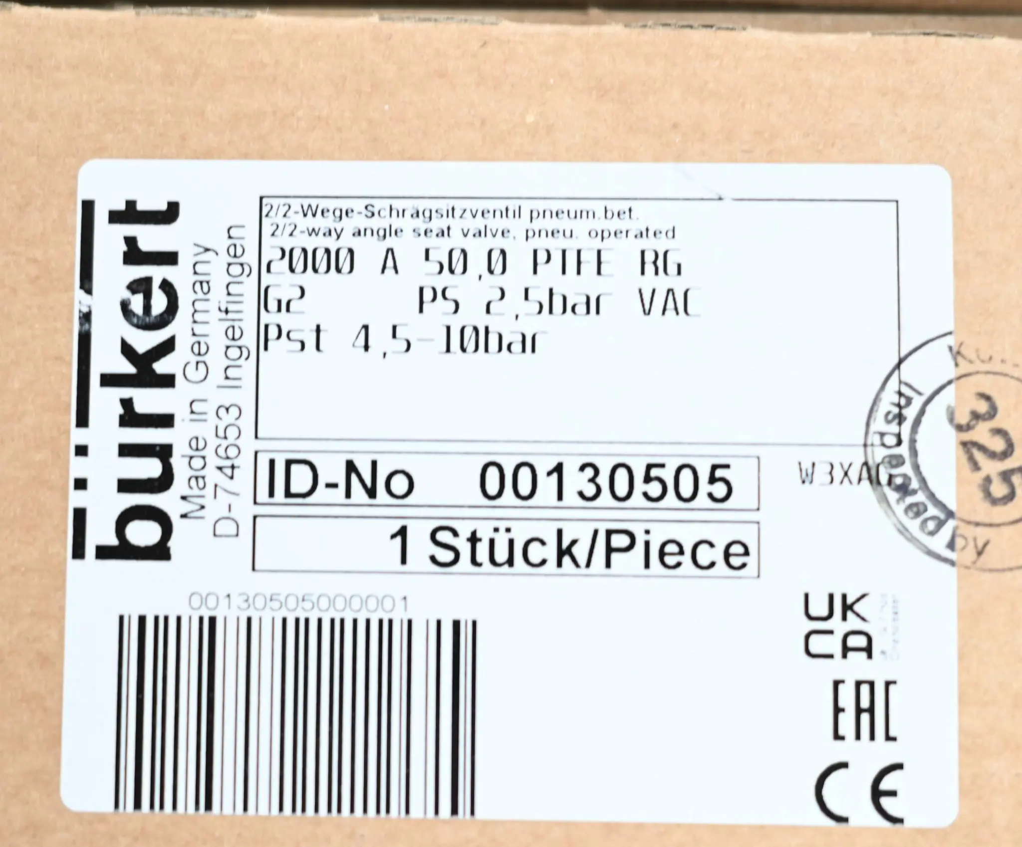 Produktfoto 1 von Bürkert 2/2-Wege-Schrägsitzventil pneum.bet. Typ 2000 ( 00130505 )