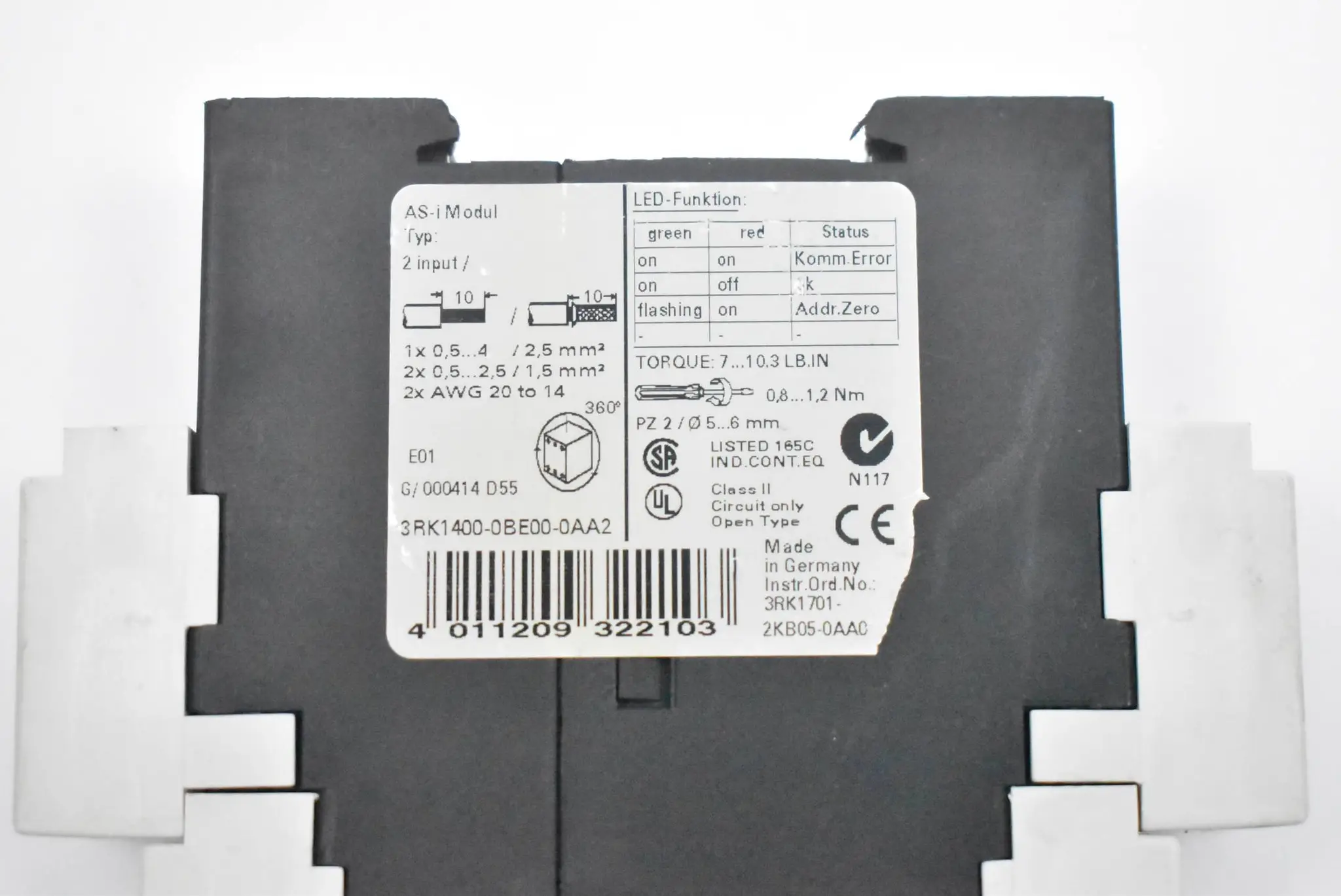 Produktfoto 1 von Siemens AS-i SlimLine module 3RK1400-0BE00-0AA2 ( 3RK1 400-0BE00-0AA2 )