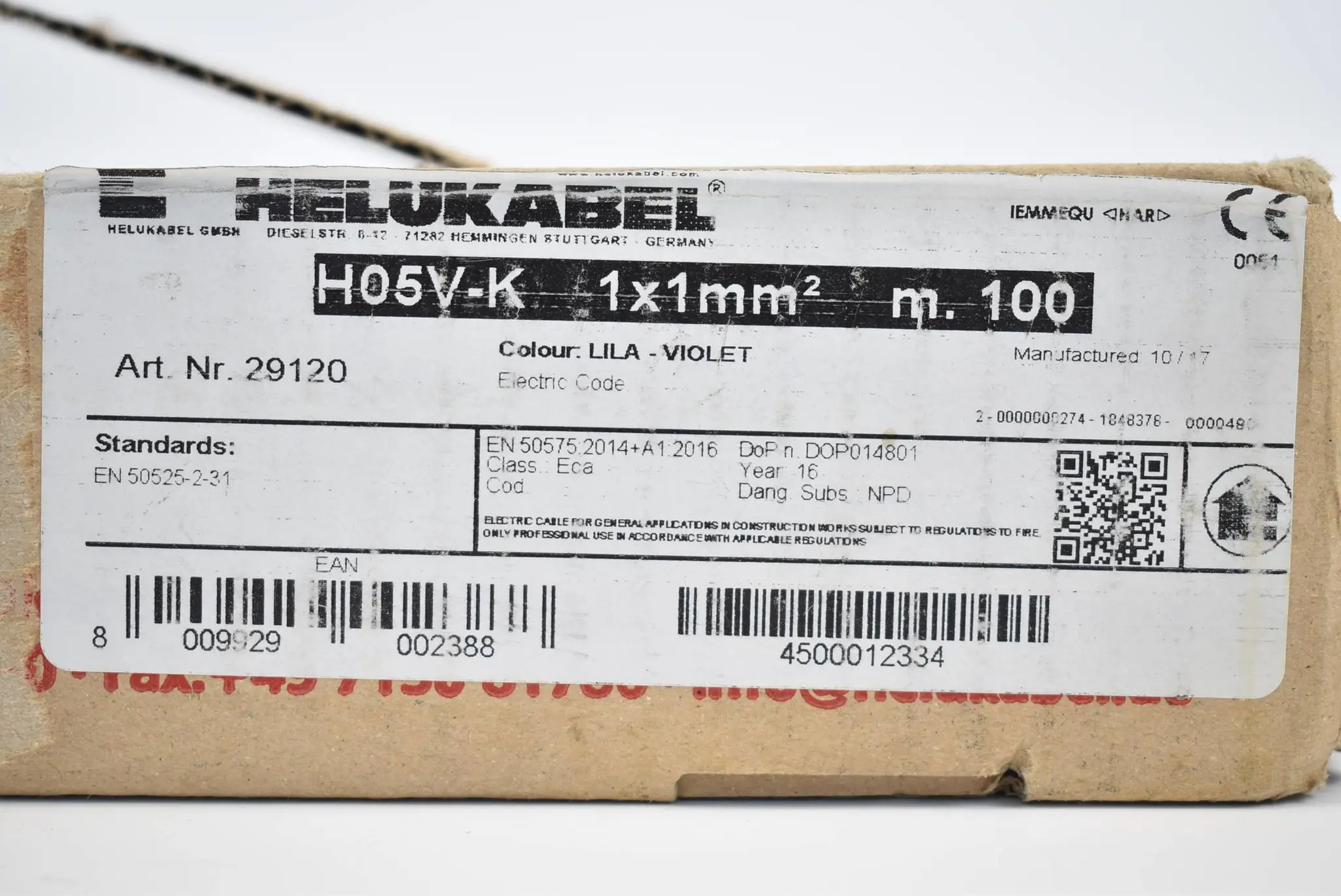 Produktfoto 1 von Helukabel H05V-K 1x1mm² Lila-Violet ( 29120 ) 100m