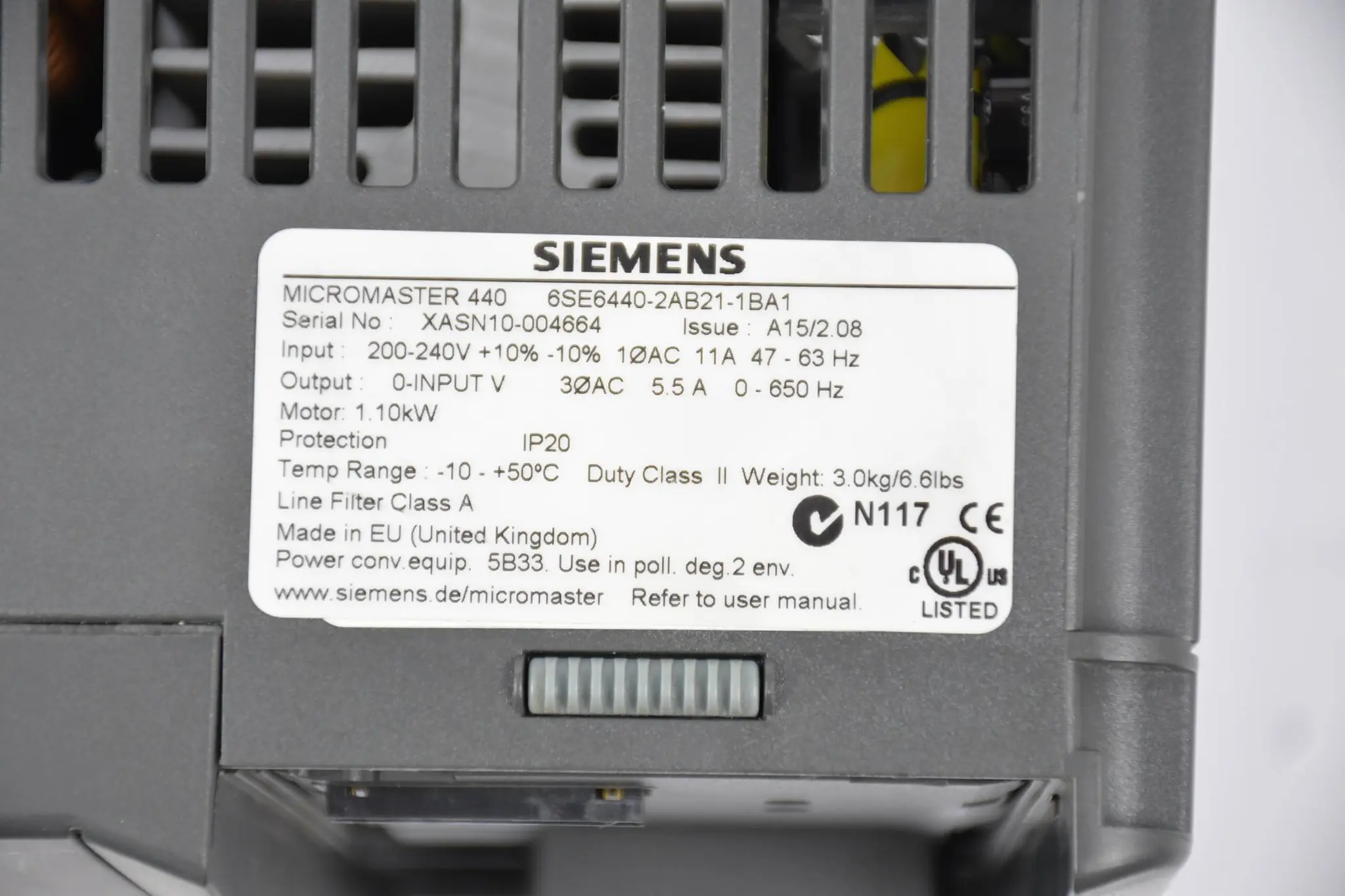 Produktfoto 1 von Siemens Micromaster 440 6SE6440-2AB21-1BA1 E A15/2.08 inkl. Kommutierungsdrossel