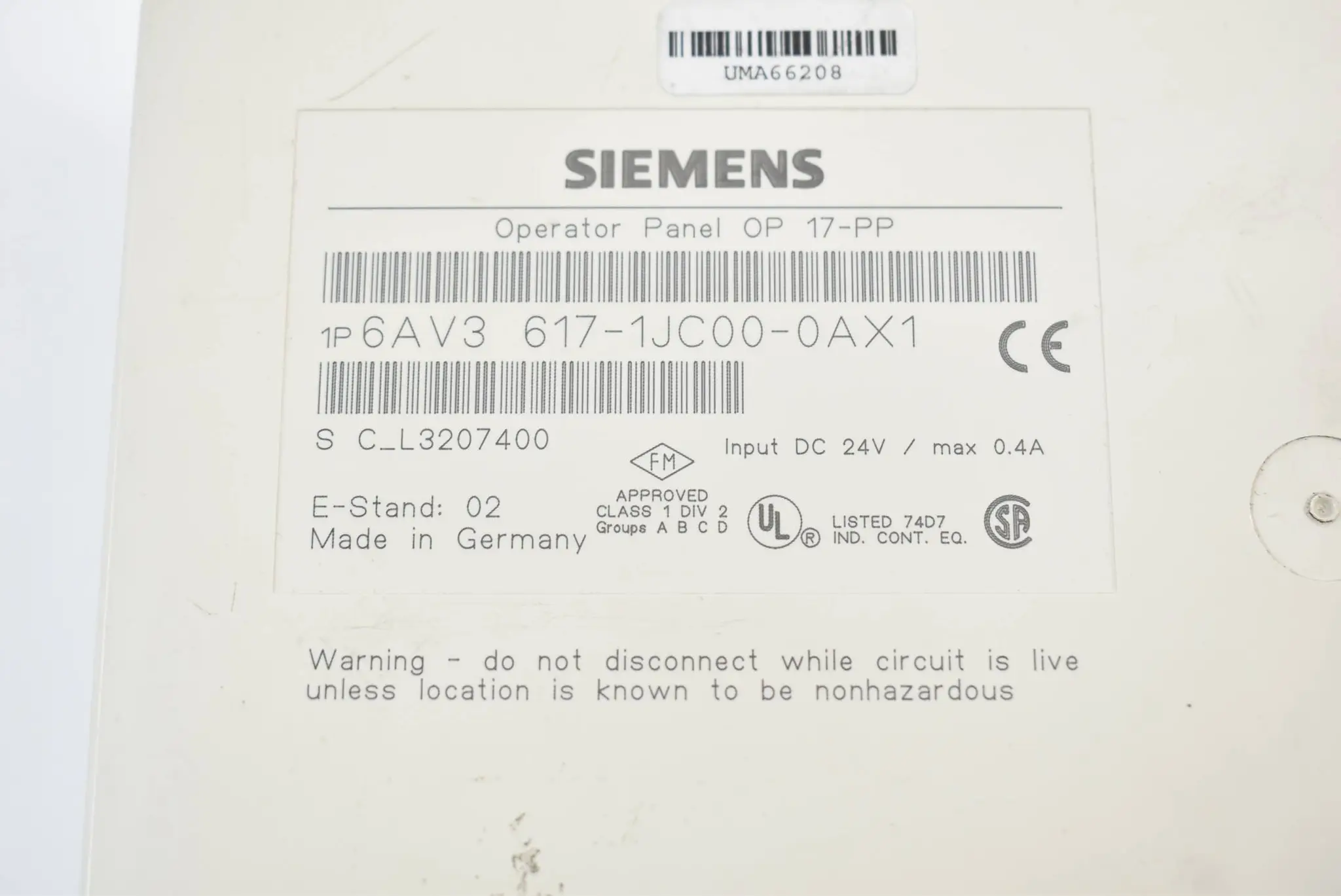 Produktfoto 1 von Siemens Simatic OP 17-PP  Rückschale Backcover für 6AV3617-1JC00-0AX1 Zustand D