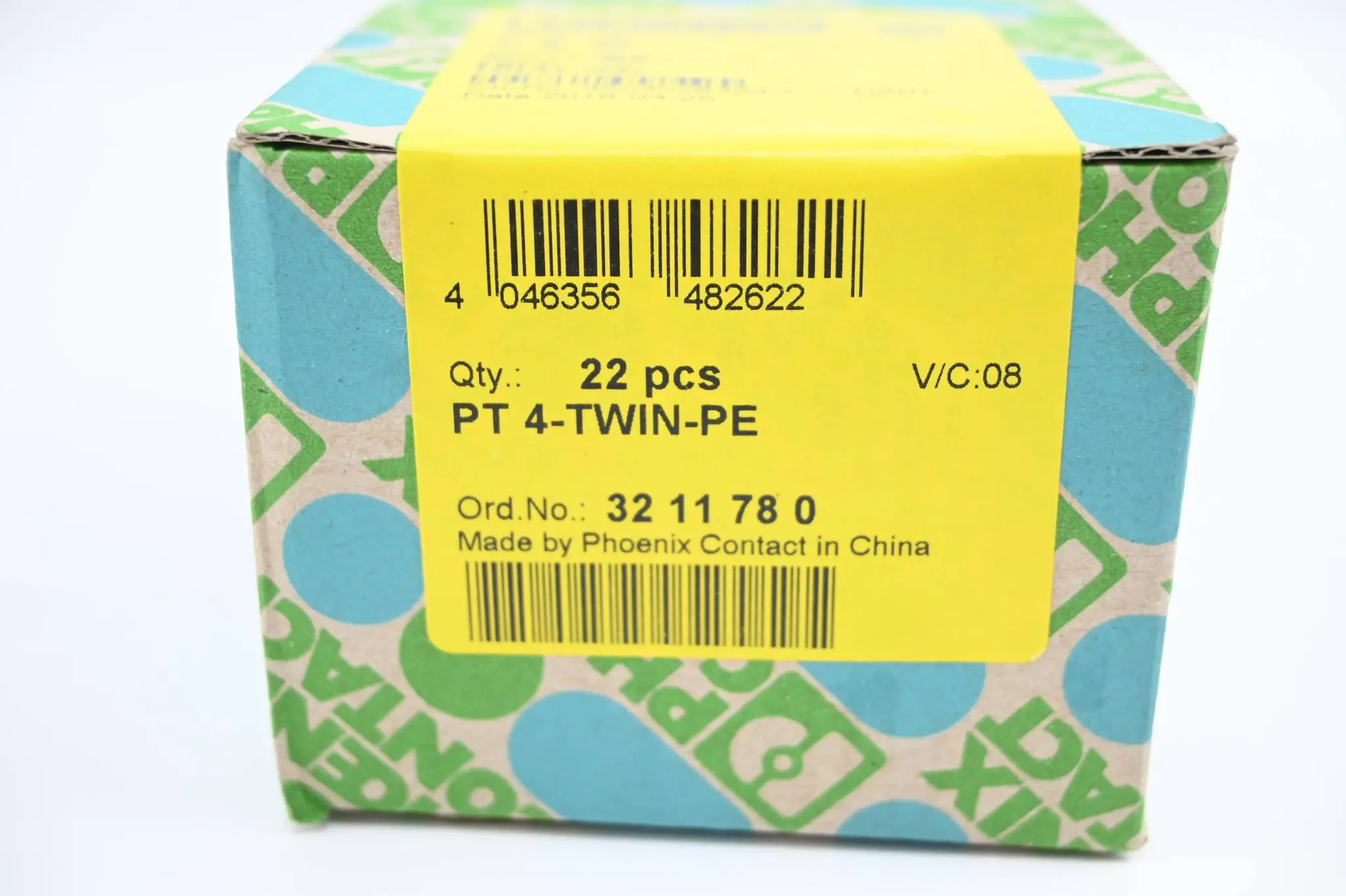 Produktfoto 1 von Phoenix Contact 22 Stück Schutzleiter-Reihenklemme PT 4-TWIN-PE ( 3211780 )