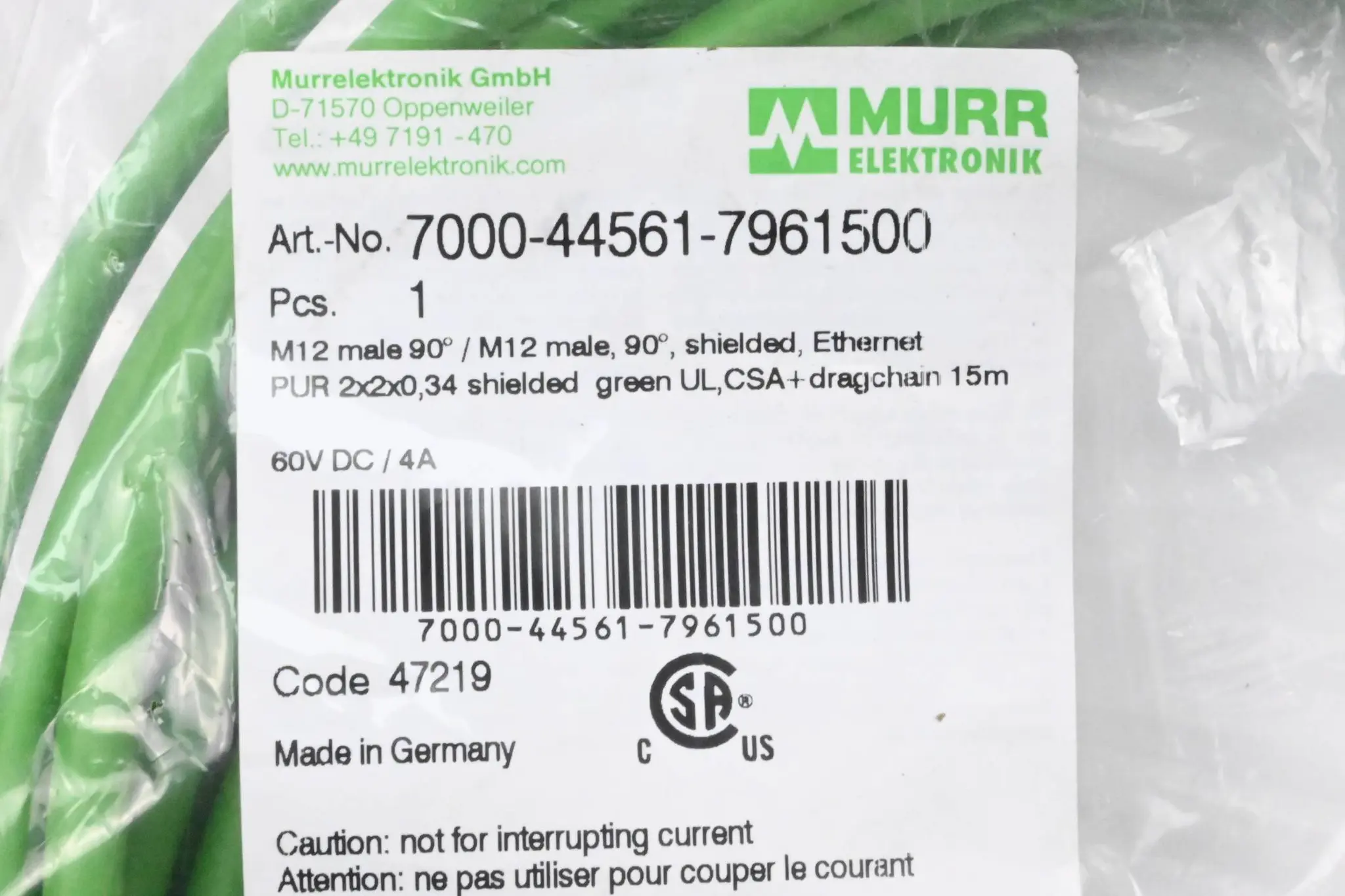 Produktfoto 1 von Murr Elektronik Verbindungskabel 7000-44561-7961500