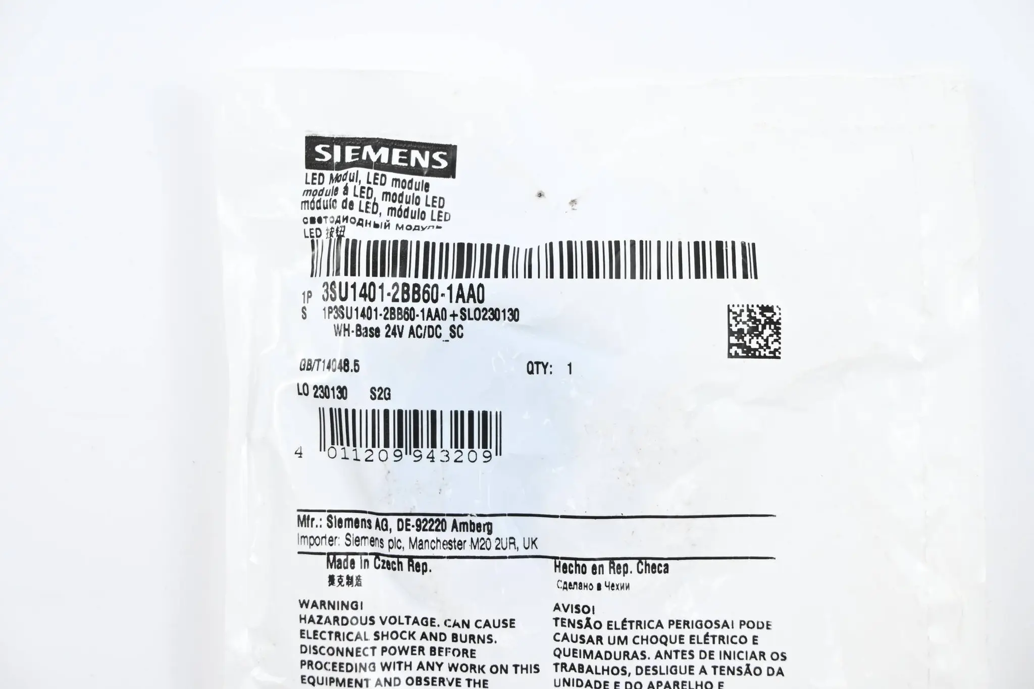 Produktfoto 1 von Siemens LED-Modul weiß 3SU1401-2BB60-1AA0 ( 3SU1 401-2BB60-1AA0 )
