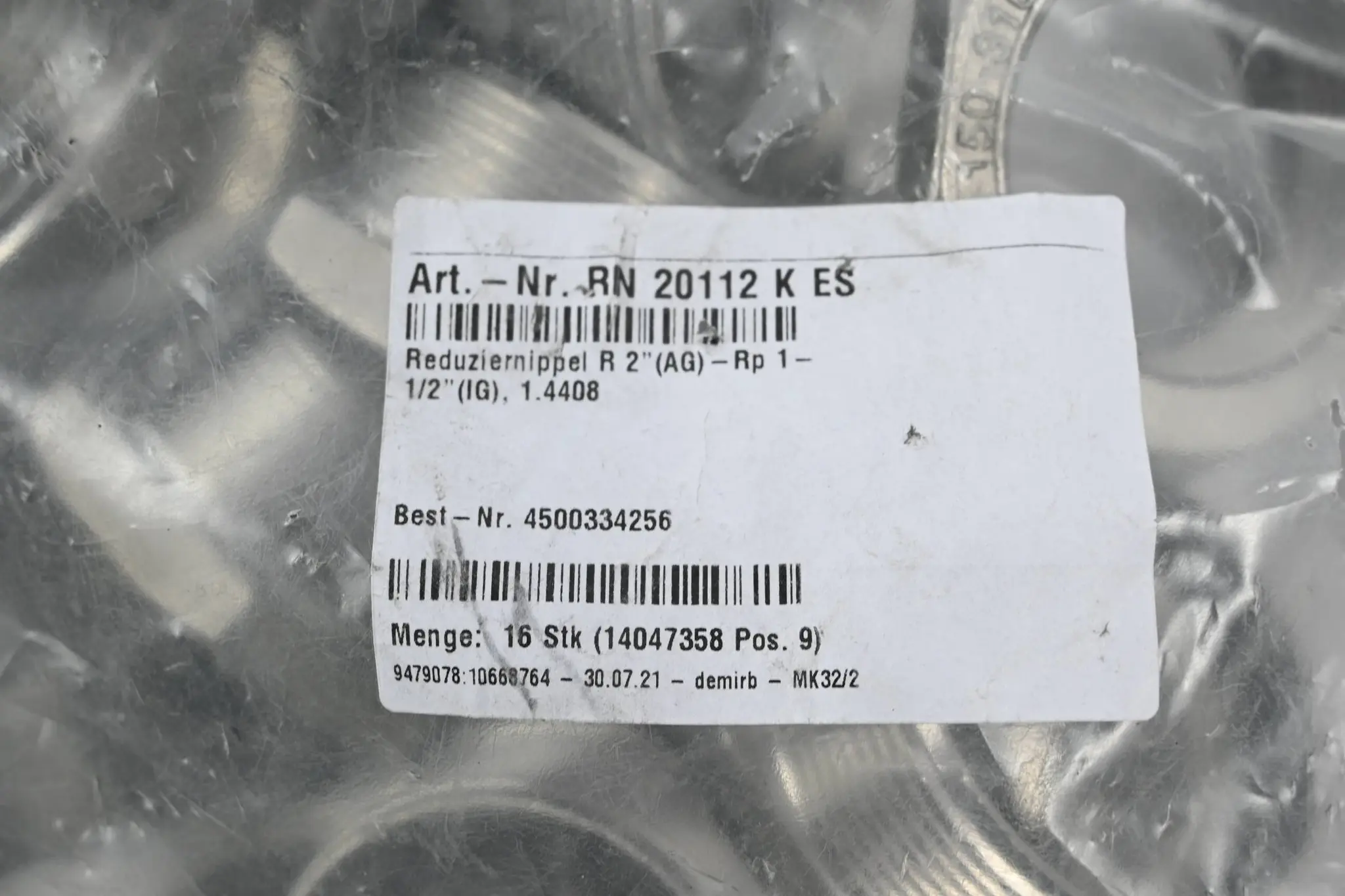 Produktfoto 1 von 16 Stück Reduziernippel R2"(AG)-Rp 1-1/2"(IG) RN 20112 K ES ( RN20112KES )