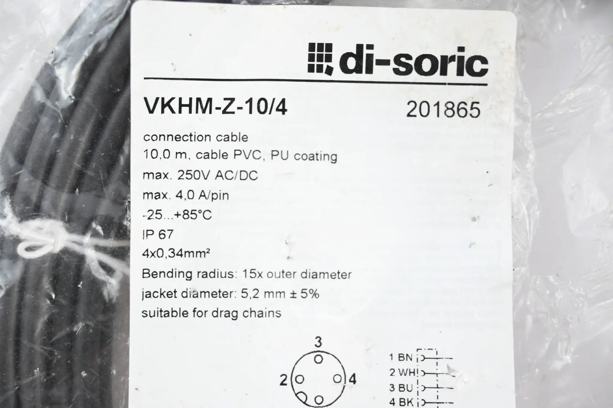 Produktfoto 1 von Di-Soric Anschlusskabel VKHM-Z-10/4 ( 201865 )