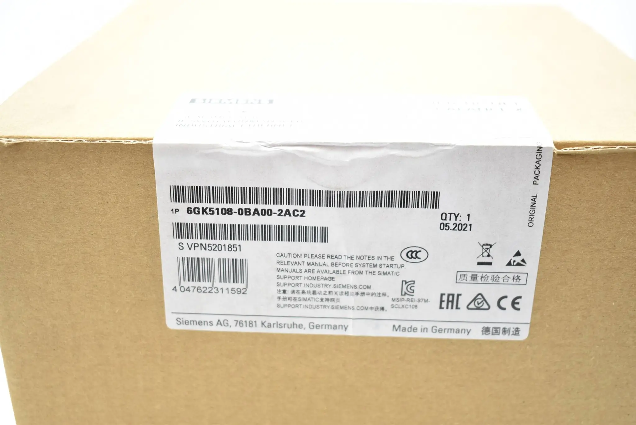 Produktfoto 1 von Siemens simatic NET scalance x 6GK5108-0BA00-2AC2 ( 6GK5 108-0BA00-2AC2 ) E.3