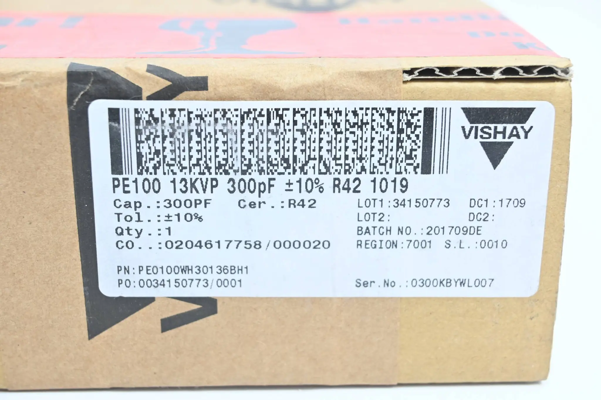 Produktfoto 1 von Vishay Keramik Kondensator PE0100WH30136BH1 ( PE100 13KVP 300pF ±10% R42 1019 )