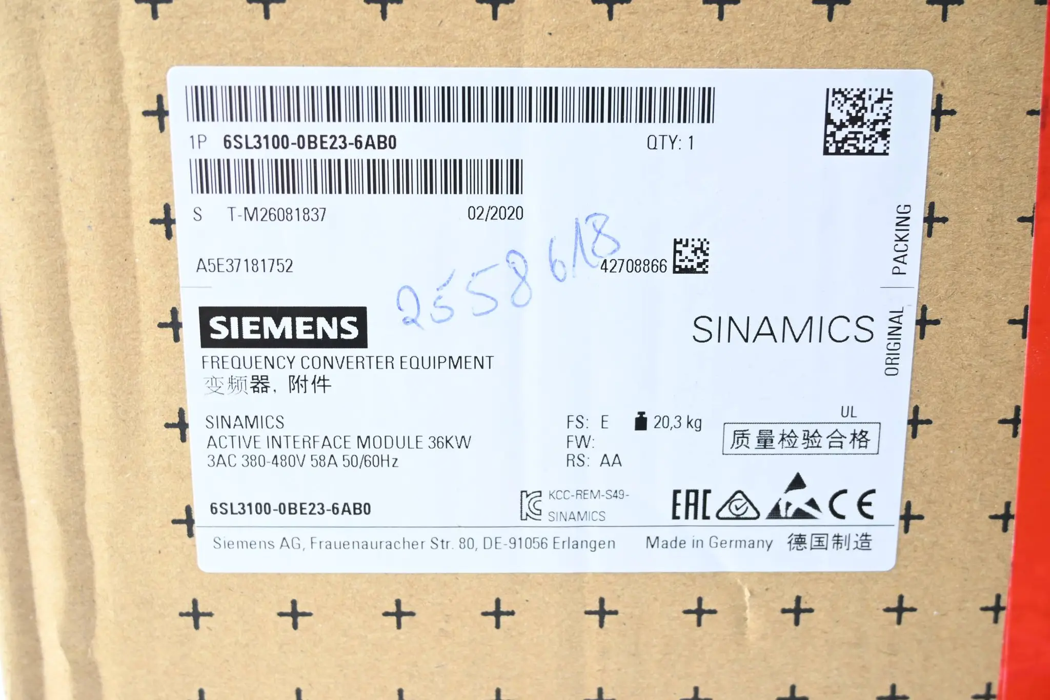 Produktfoto 1 von Siemens S120 Active Interface Modul 6SL3100-0BE23-6AB0 ( 6SL3 100-0BE23-6AB0 ) E