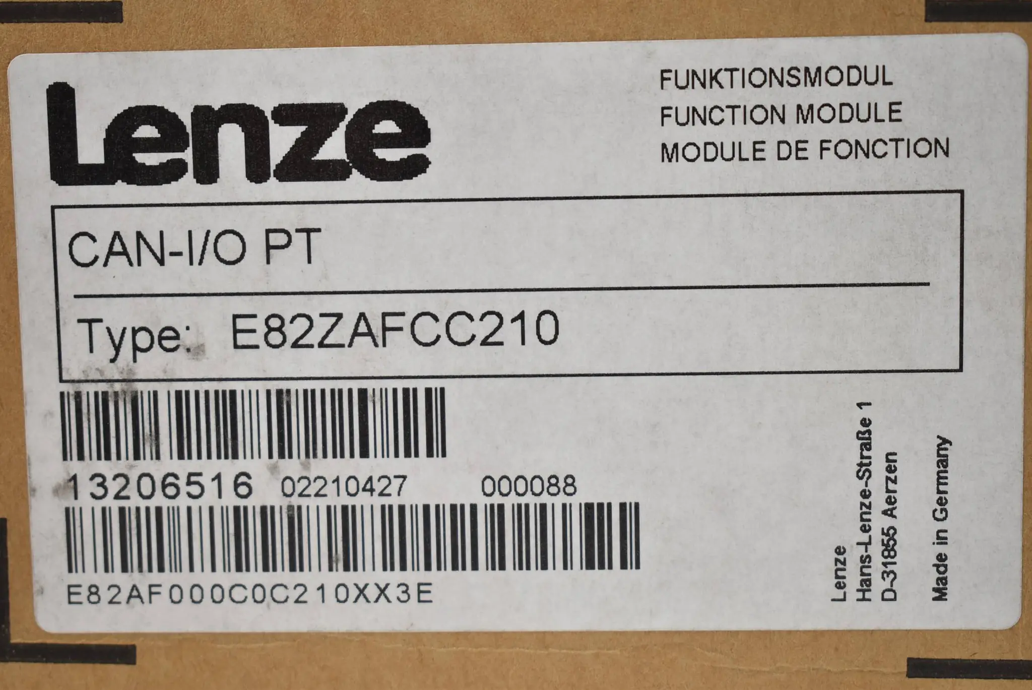 Produktfoto 1 von Lenze CAN-I/O PT Modul Funktionsmodul E82ZAFCC210 ( 13206516 )