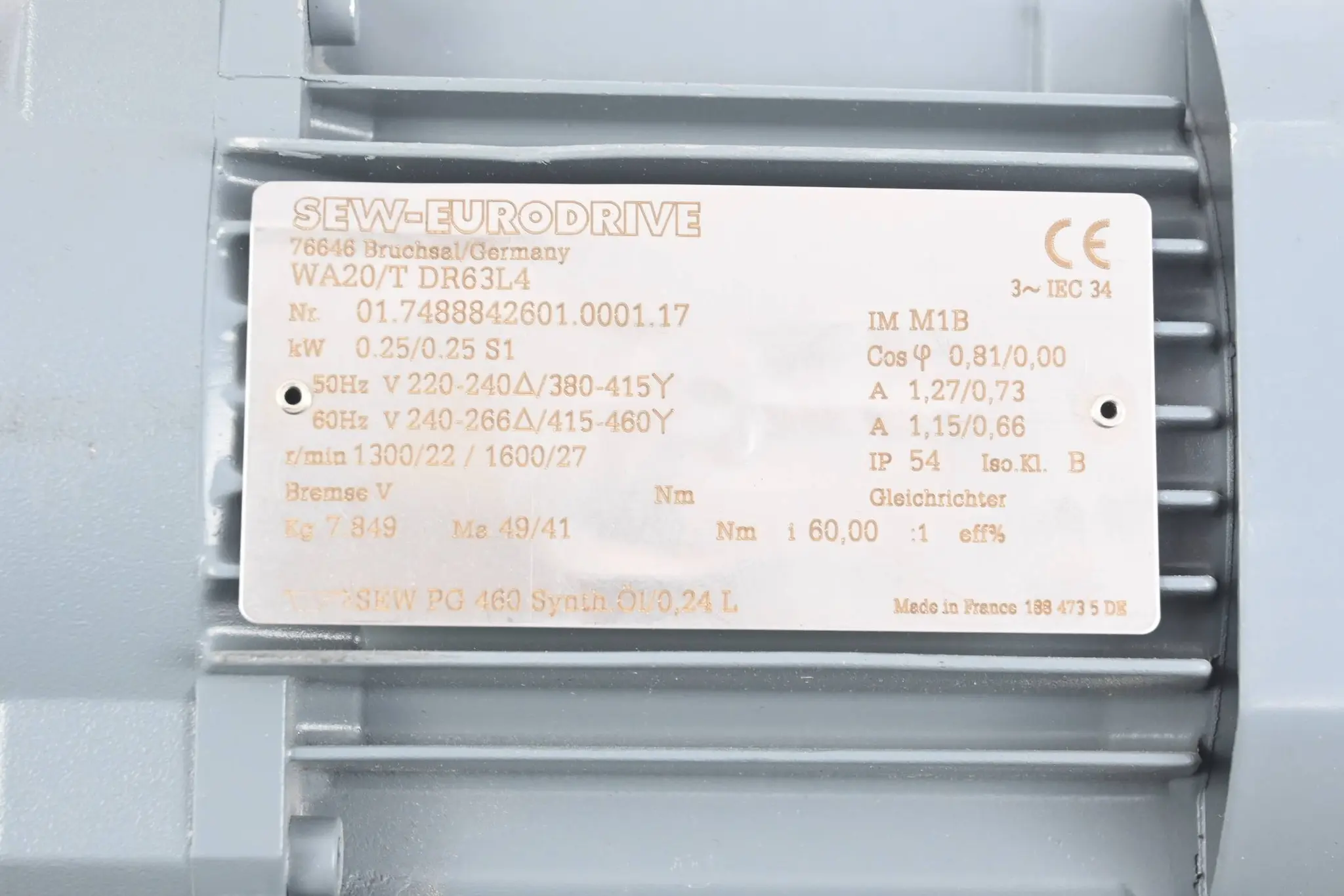 Produktfoto 1 von SEW Eurodrive Getriebemotor WA20/T DR63L4 ( WA20/TDR63L4 )