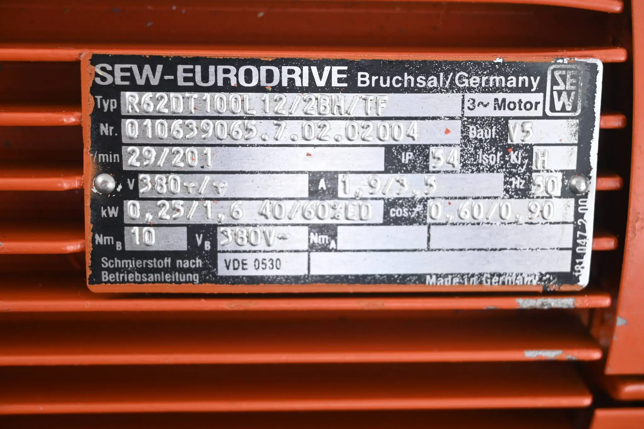 Produktfoto 1 von SEW Eurodrive Getriebemotor R62DT100L12/2BM/TF ( R62 DT100L12/2BM/TF )