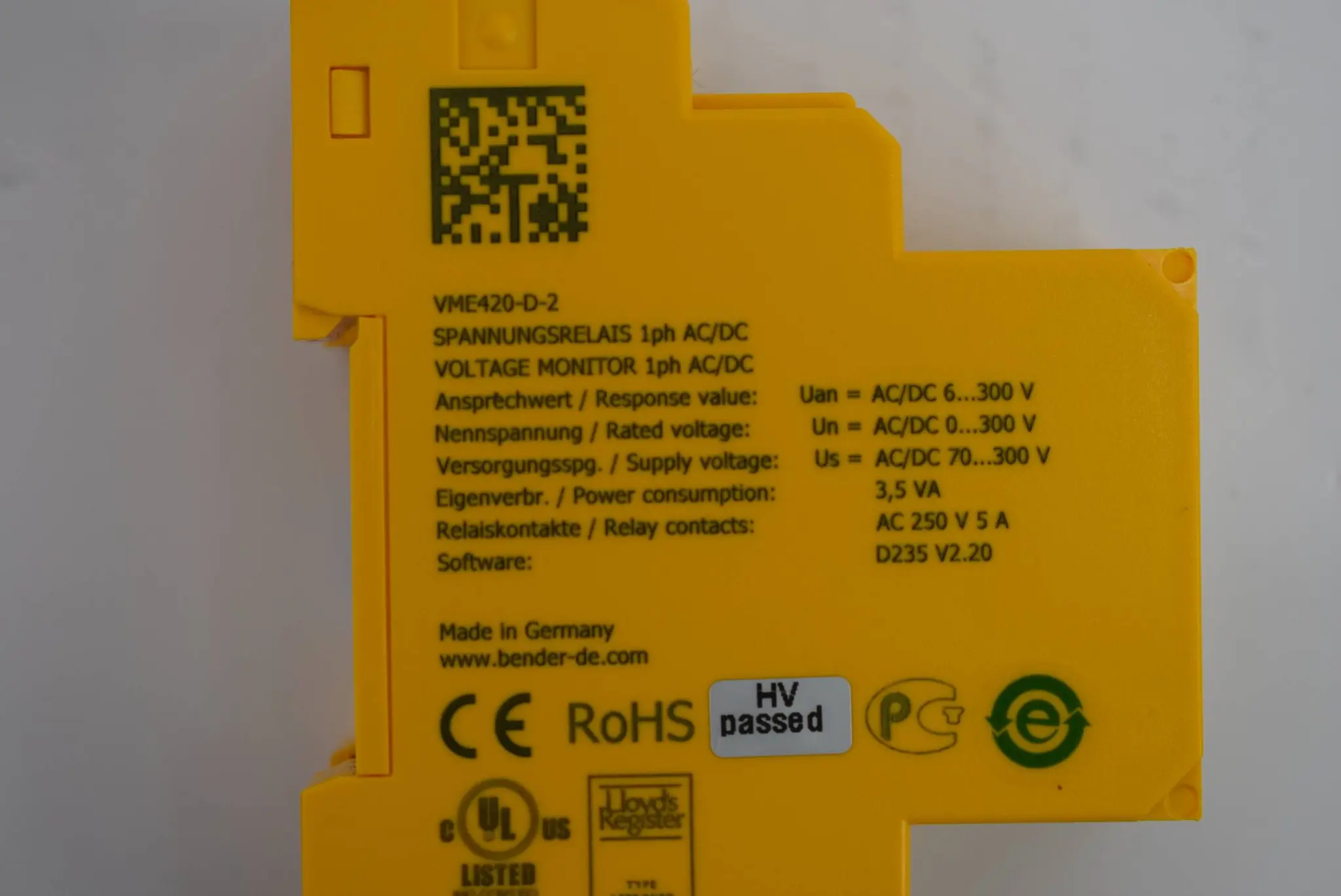 Produktfoto 1 von Bender Spannungsrelais VME420-D-2